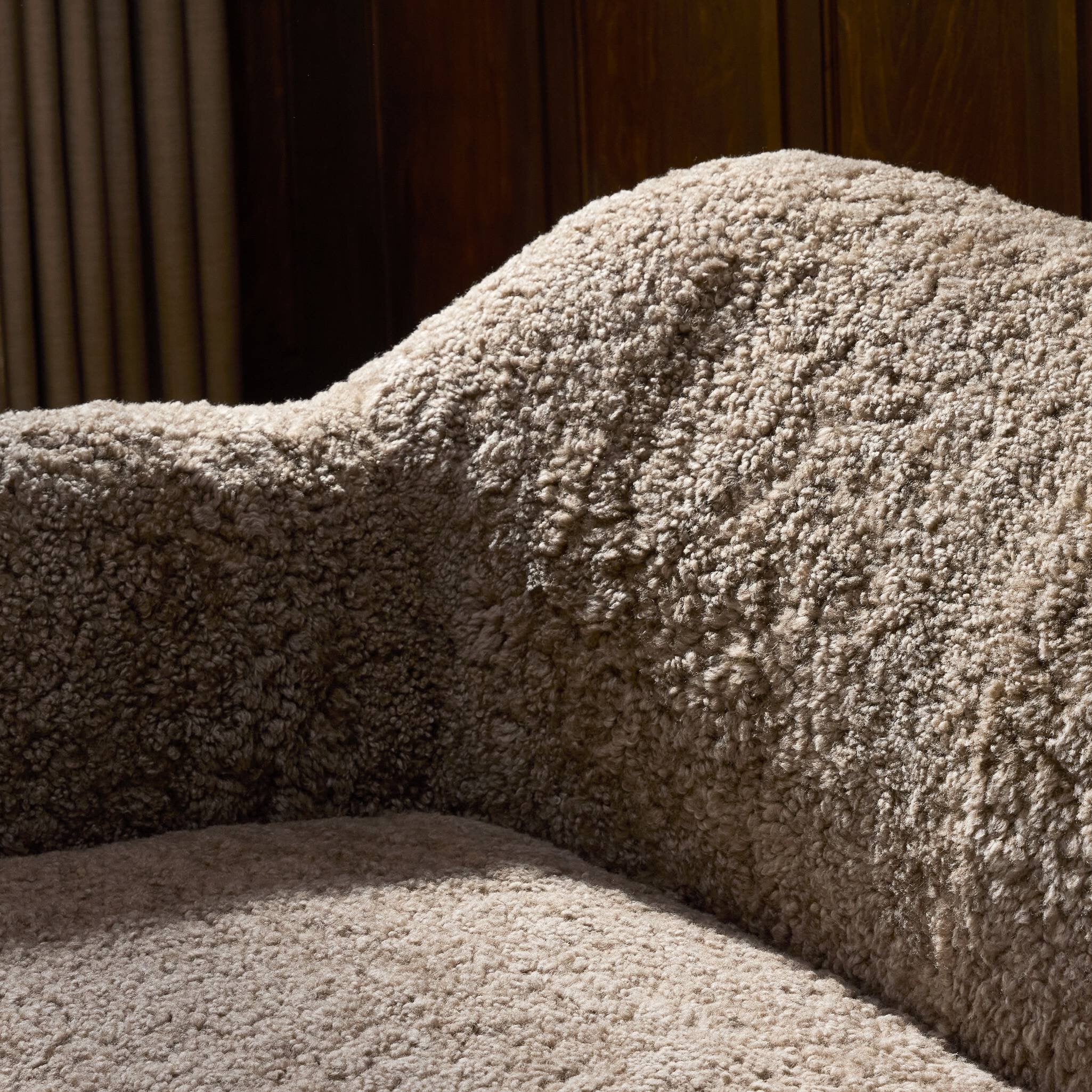 Four Hands Julius Sofa — Taupe Shearling-Sienna Brown
