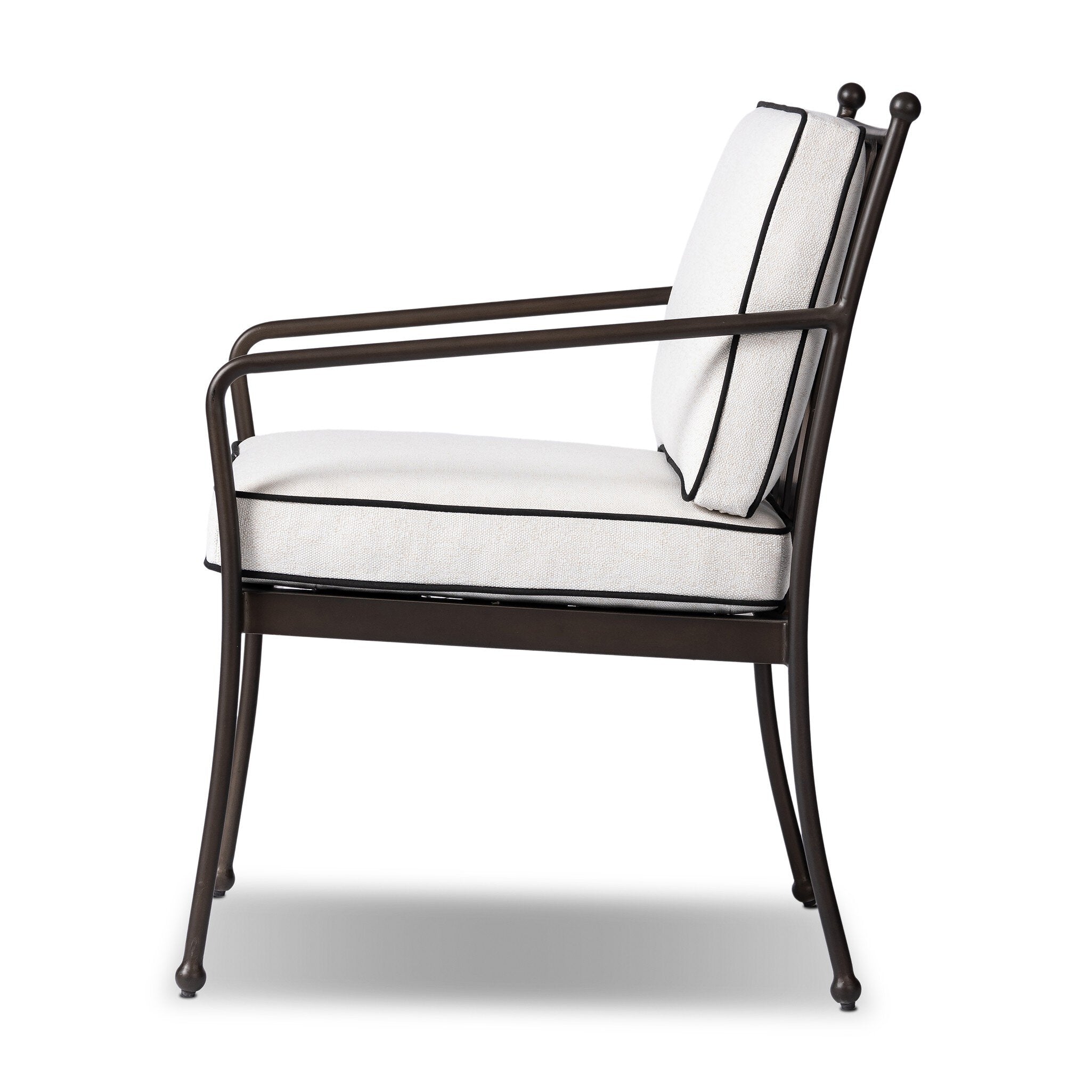 Four Hands Tally Outdoor Dining Armchair — Alessi Linen-Montreux Obsidian-Matte Gunmetal