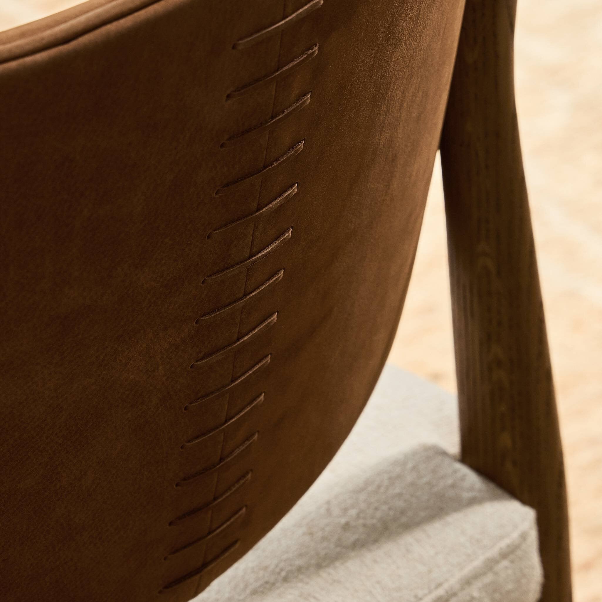 Four Hands Arlow Dining Chair — Nubuck Cognac-Antwerp Natural-Amber Oak
