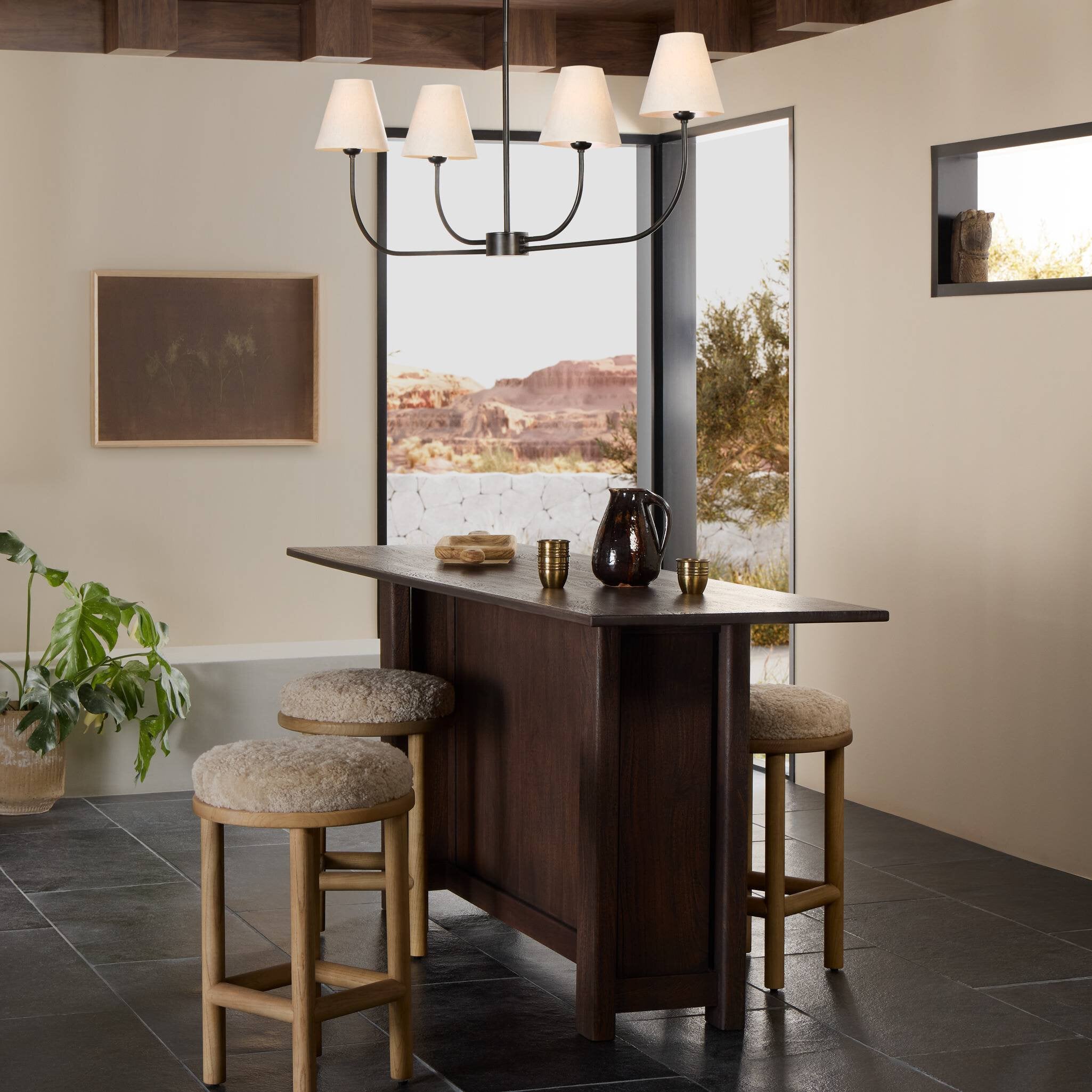 Four Hands Canton Bar + Counter Table — Dark Brown Acacia-Dark Brown Acacia Veneer-Counter