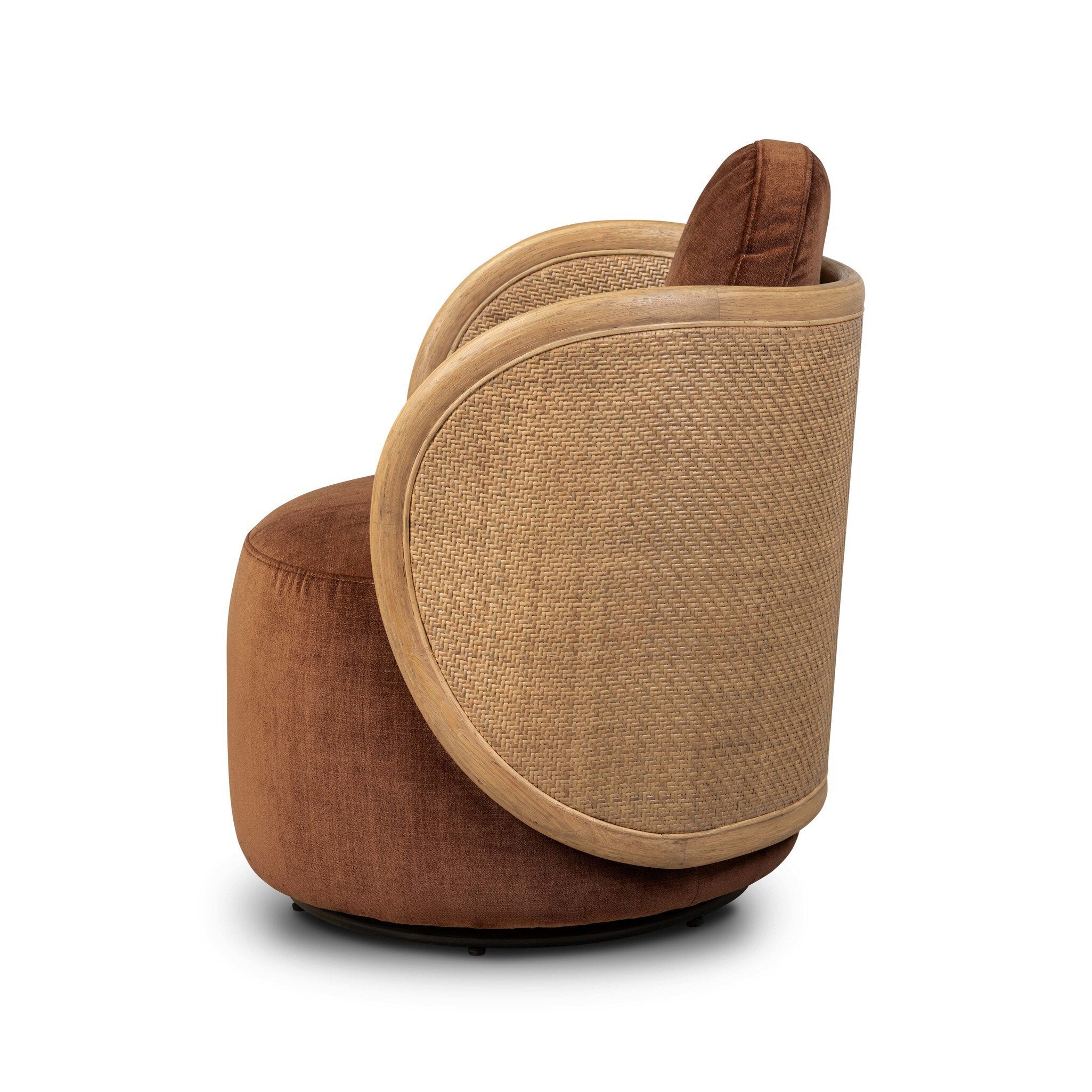 Four Hands Roslin Swivel Chair — Altair Sienna-Aged Smoked Oak-Aged Smoked Oak Cane