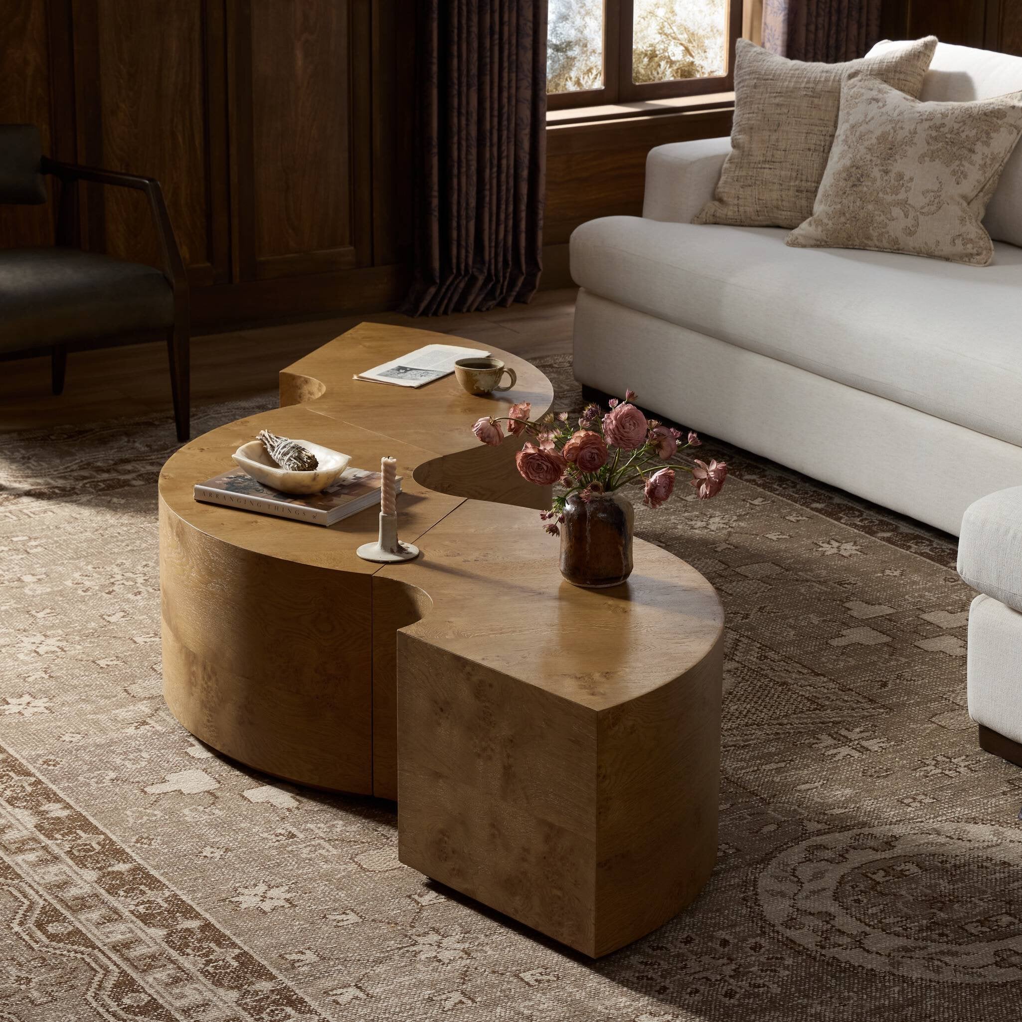 Four Hands Rue Coffee Table — Barley Medium Burl Oak-Barley Medium Burl Oak Solid