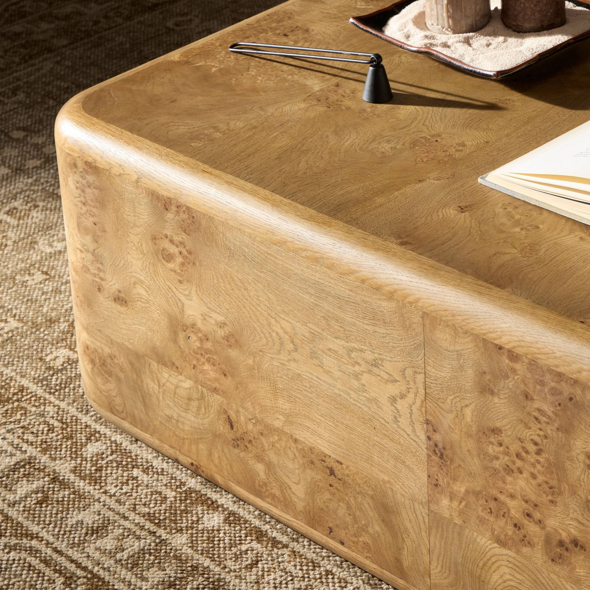 Four Hands Talessi Square Coffee Table — Wheat Medium Burl Oak-Wheat Medium Burl Oak Solid