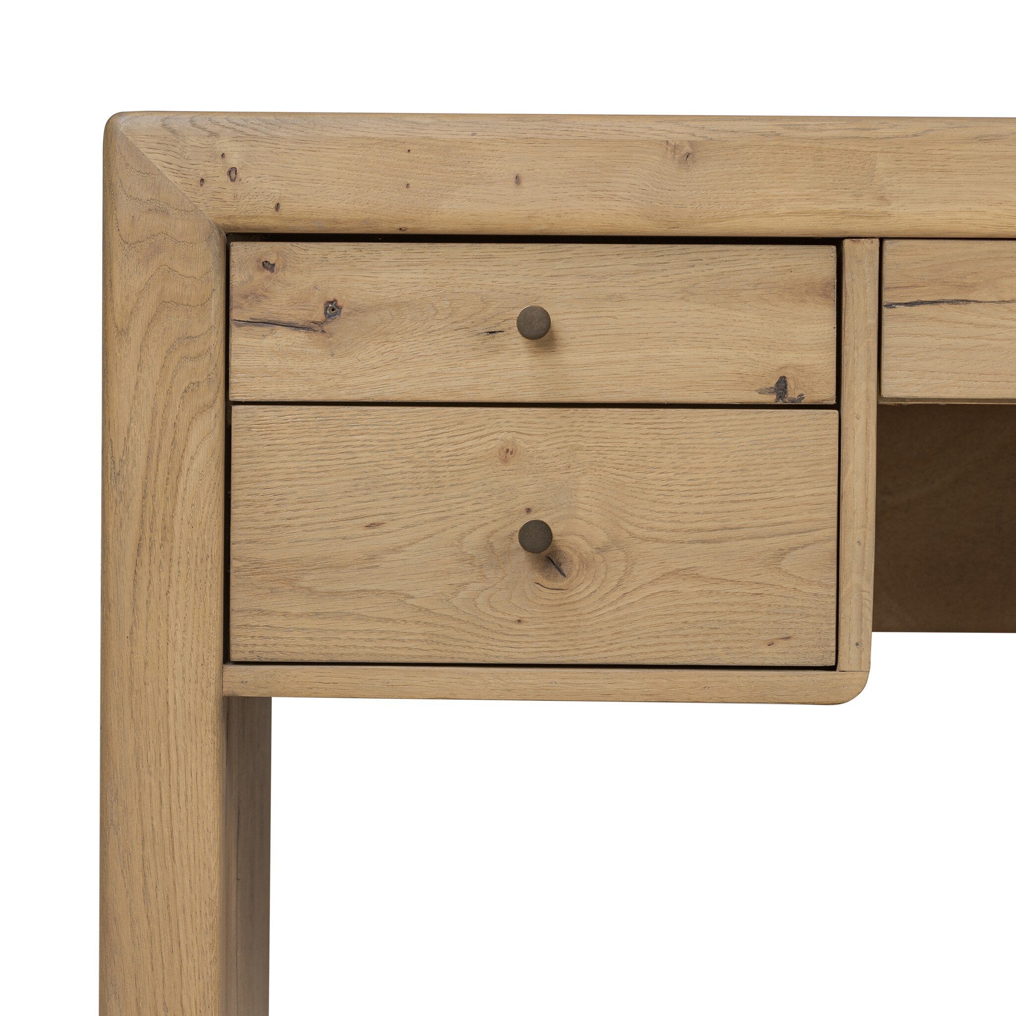 Four Hands Nico Desk — Aged Natural Oak Veneer-Palermo Drift-Bronze Antimony