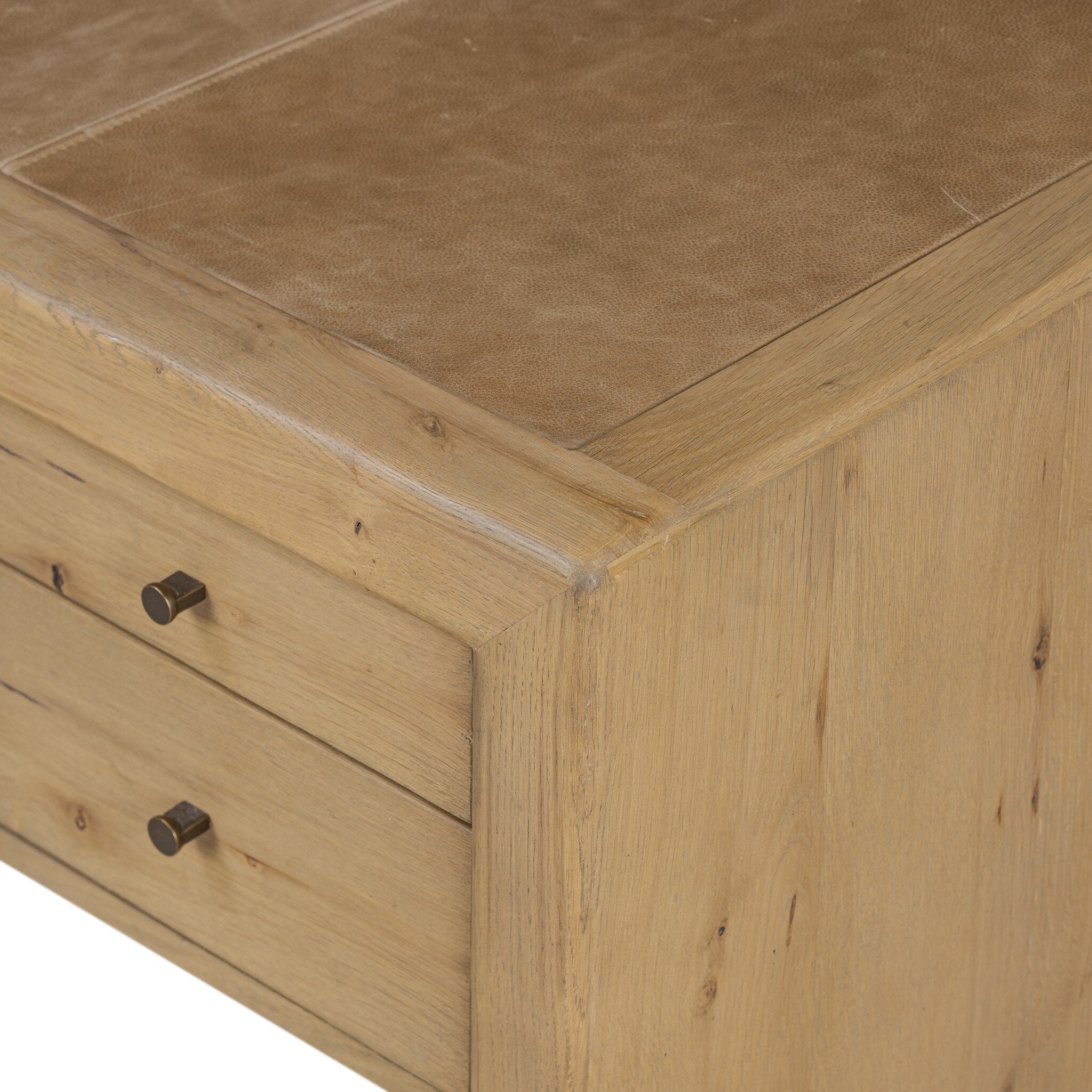 Four Hands Nico Desk — Aged Natural Oak Veneer-Palermo Drift-Bronze Antimony