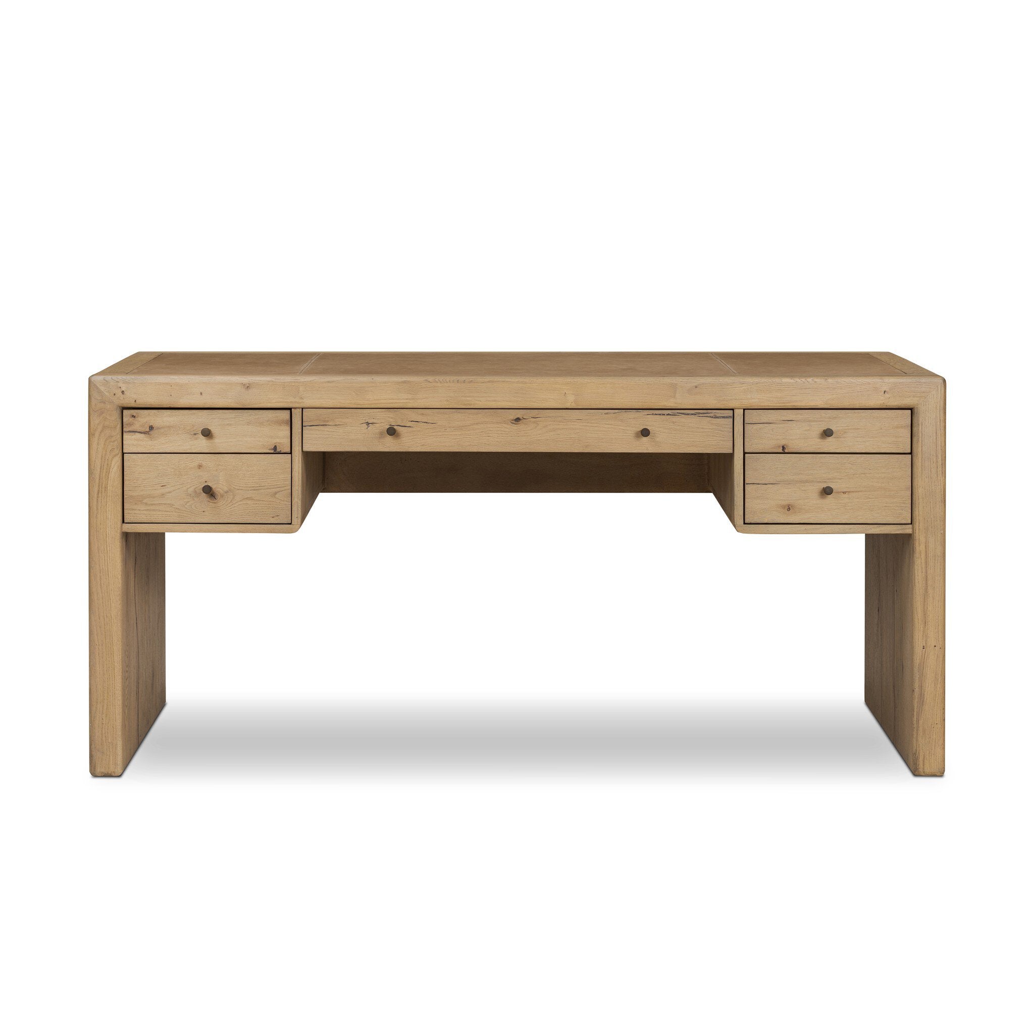 Four Hands Nico Desk — Aged Natural Oak Veneer-Palermo Drift-Bronze Antimony