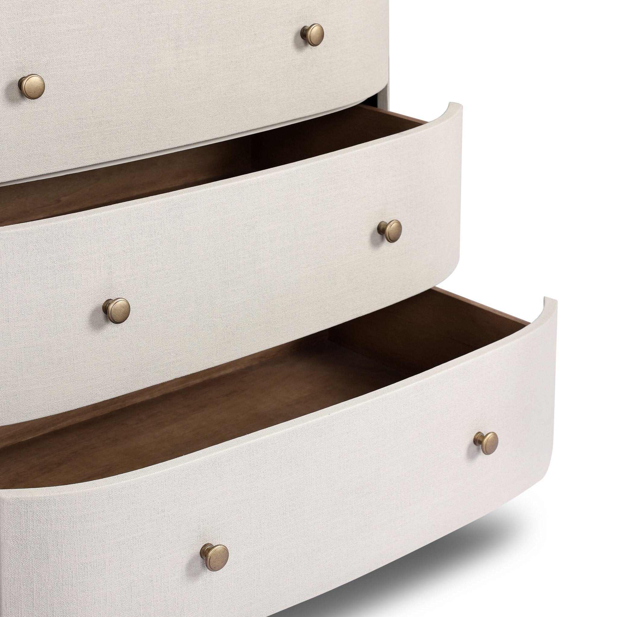 Four Hands Amelia Chest — Ivory Painted Linen-Light Antique Brass