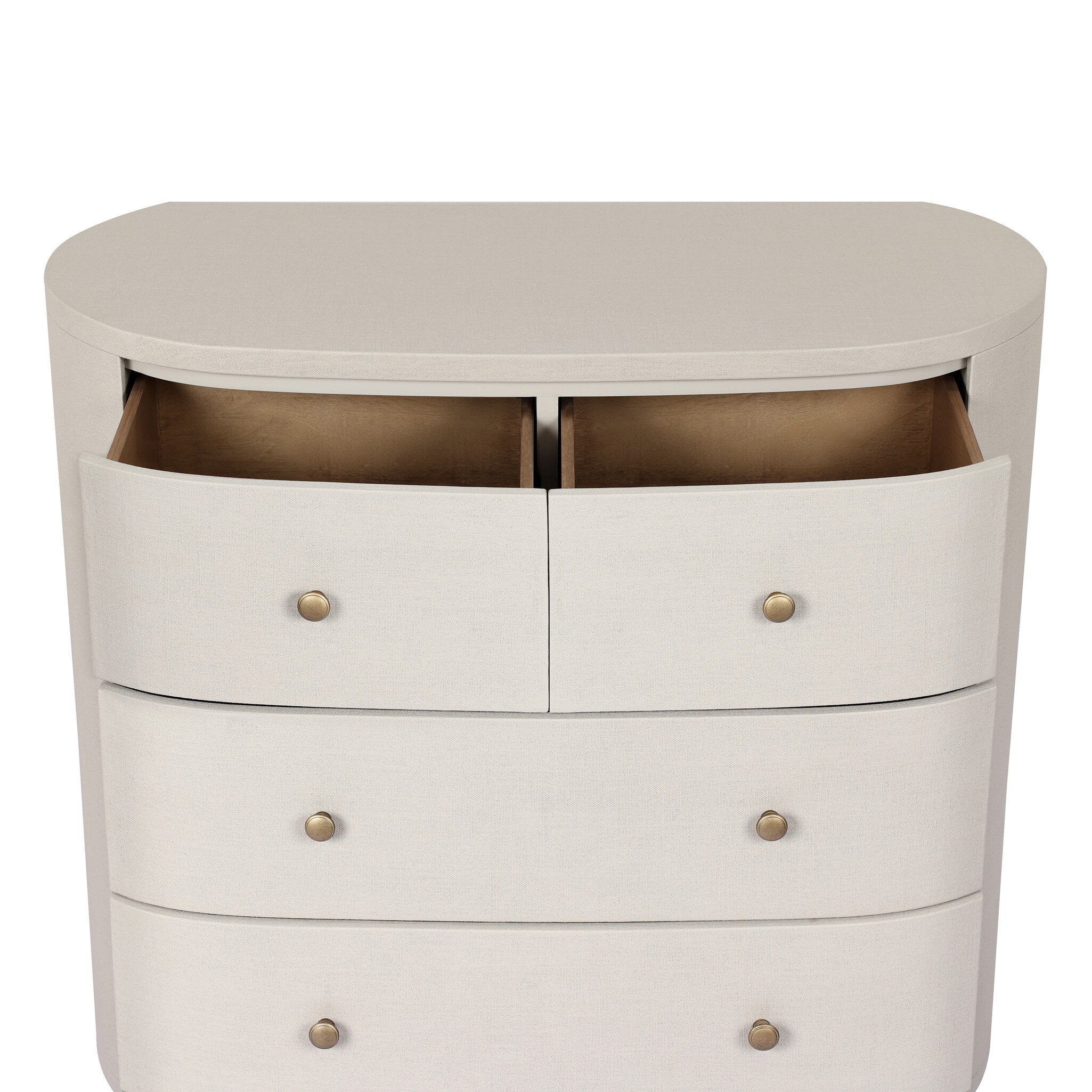 Four Hands Amelia Chest — Ivory Painted Linen-Light Antique Brass