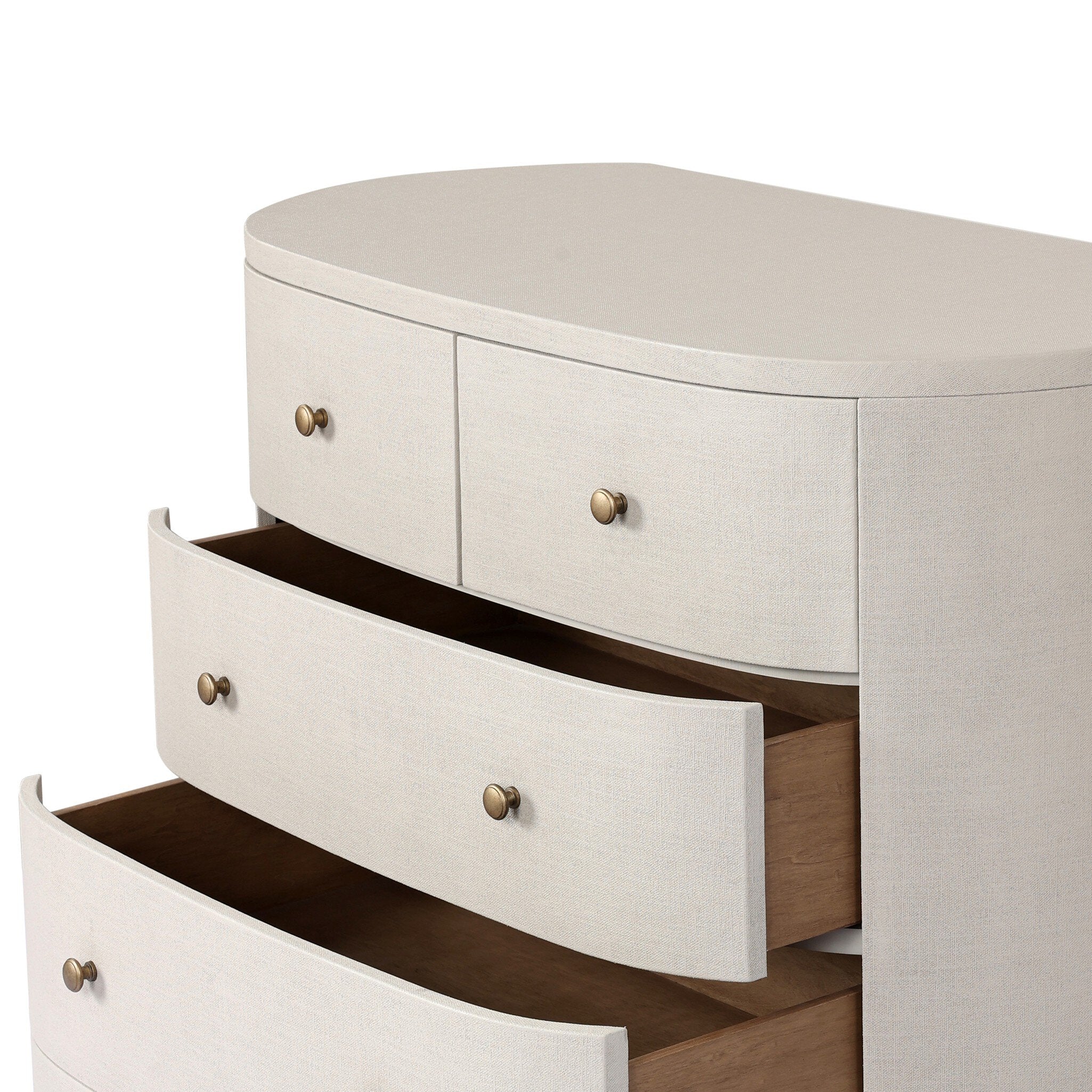 Four Hands Amelia Chest — Ivory Painted Linen-Light Antique Brass