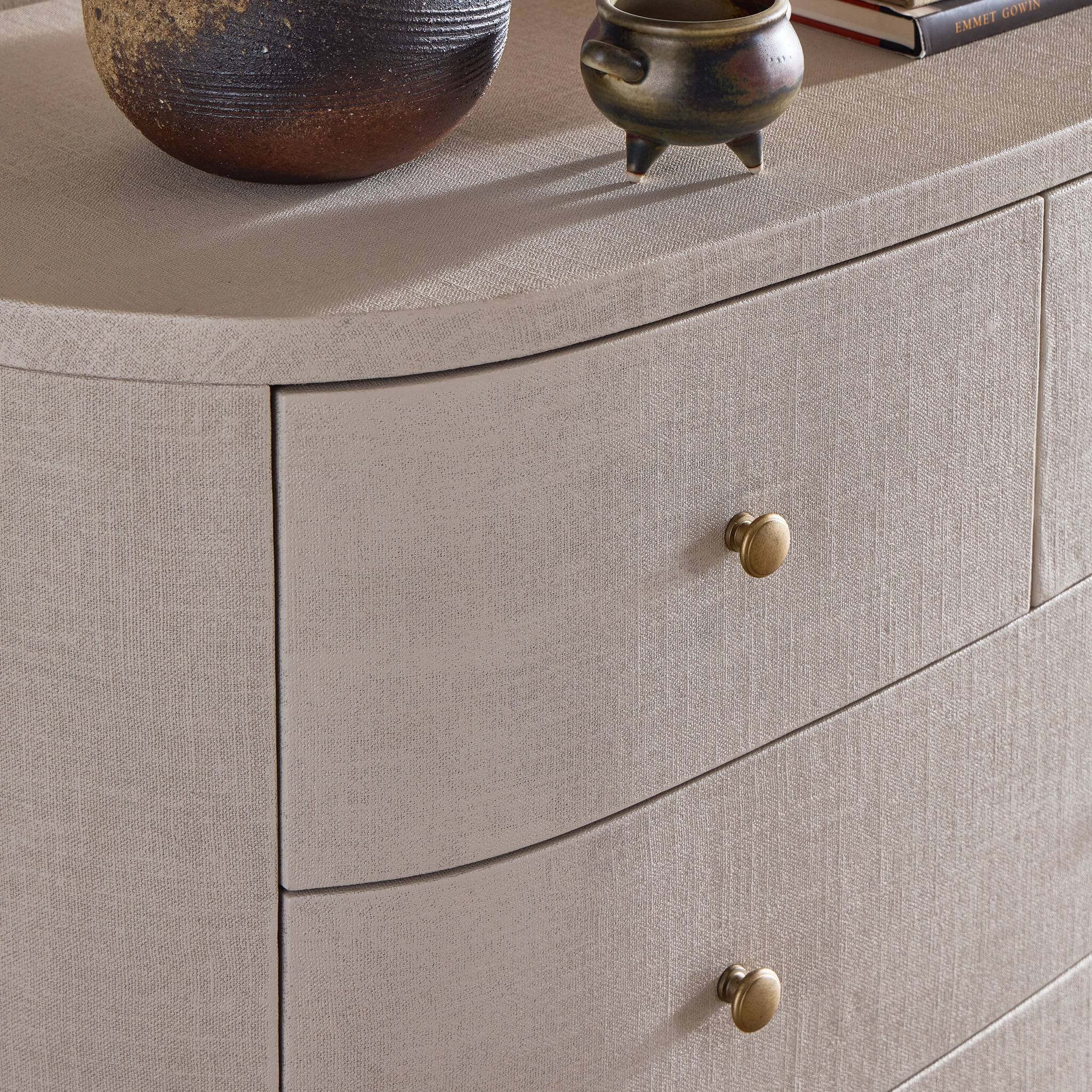 Four Hands Amelia Chest — Ivory Painted Linen-Light Antique Brass