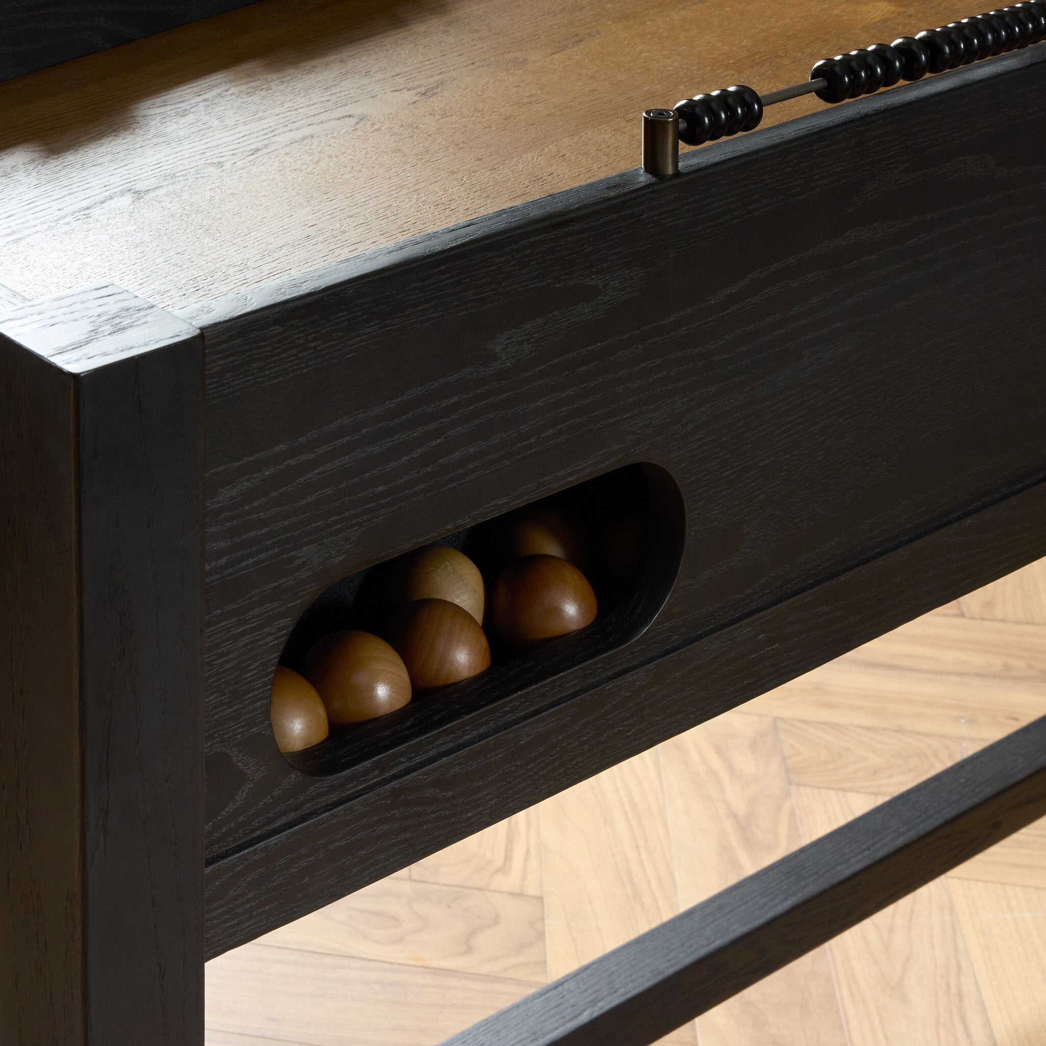 Four Hands Skee Ball — Distressed Black Oak Veneer-Tan Oak Veneer-Tan Oak