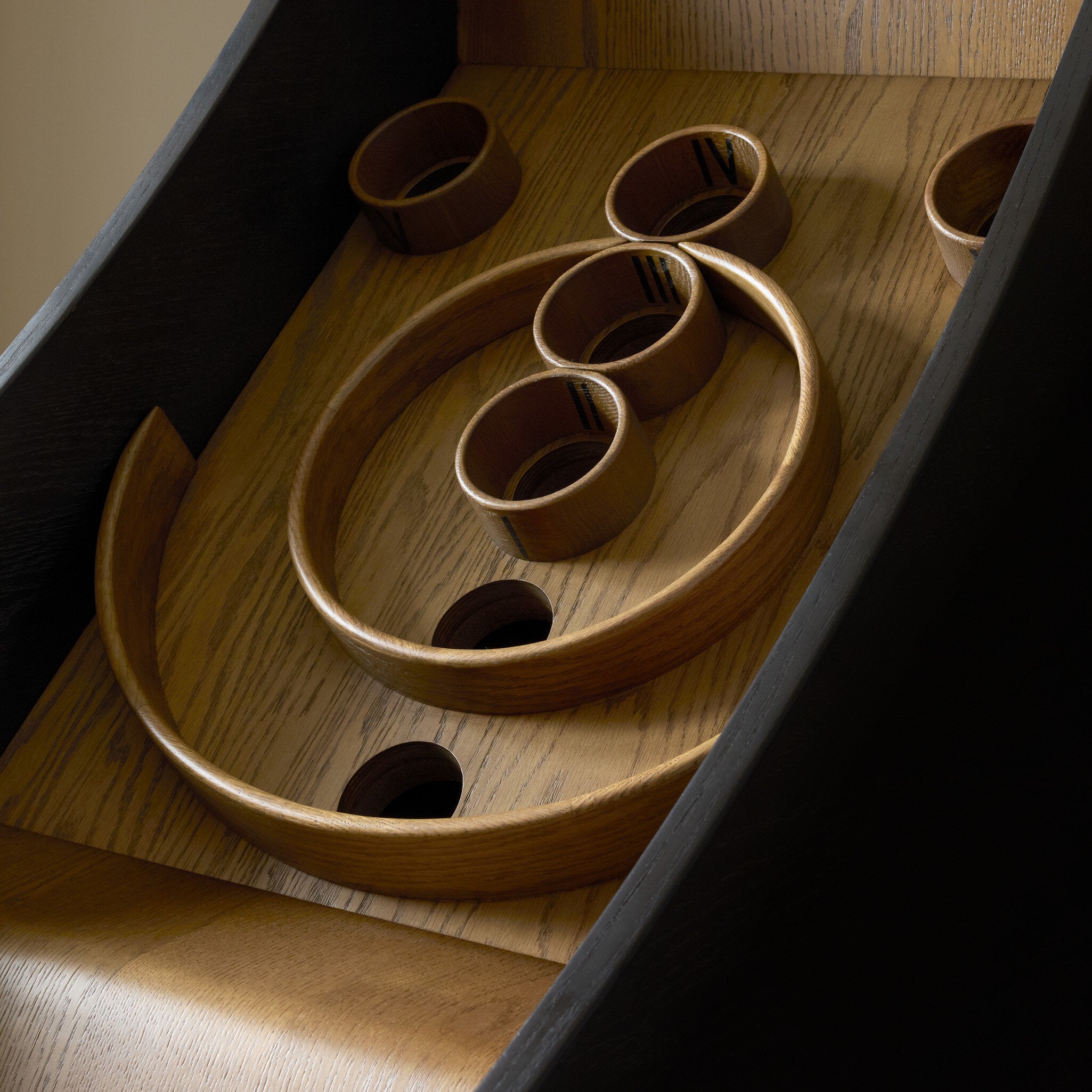 Four Hands Skee Ball — Distressed Black Oak Veneer-Tan Oak Veneer-Tan Oak