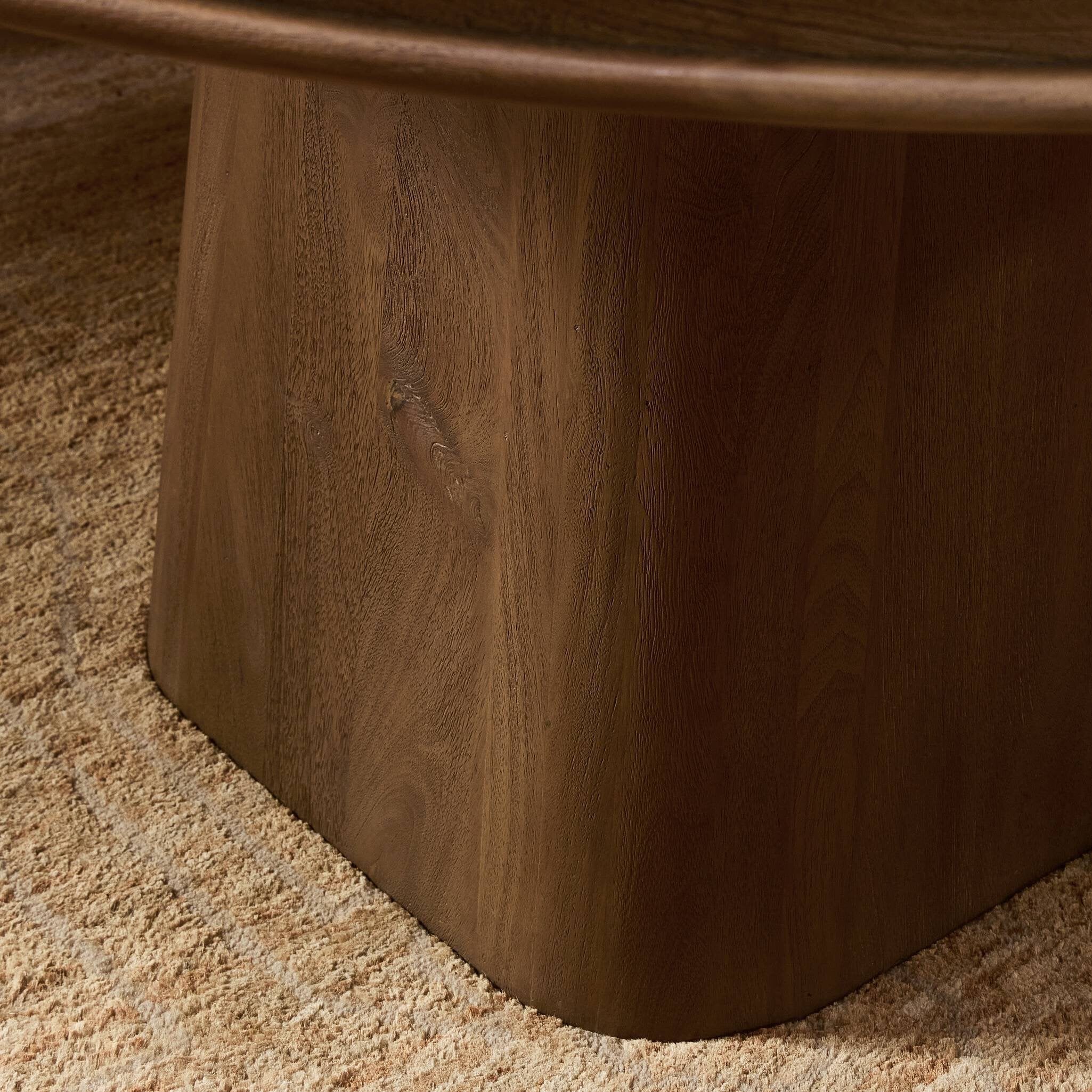 Four Hands Bourne Dining Table — Light Beige Travertine-Warm Mango Solid