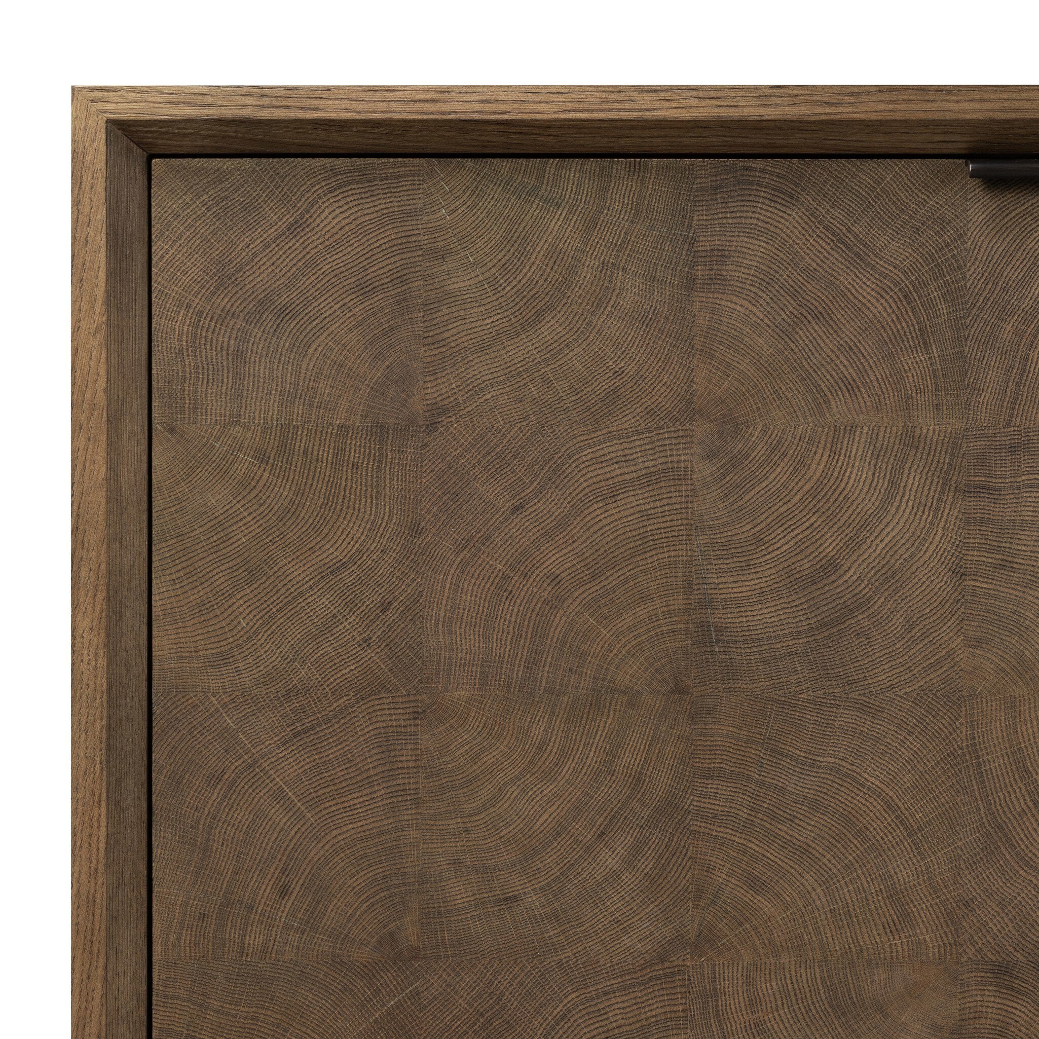 Four Hands Salta Sideboard — Brown Oak Thin Oyster-Brown Oak Thick Veneer-Dark Aluminum