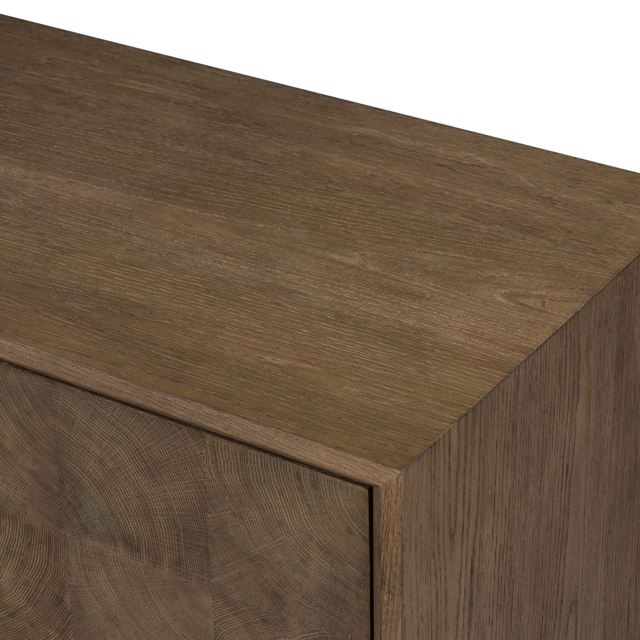 Four Hands Salta Sideboard — Brown Oak Thin Oyster-Brown Oak Thick Veneer-Dark Aluminum