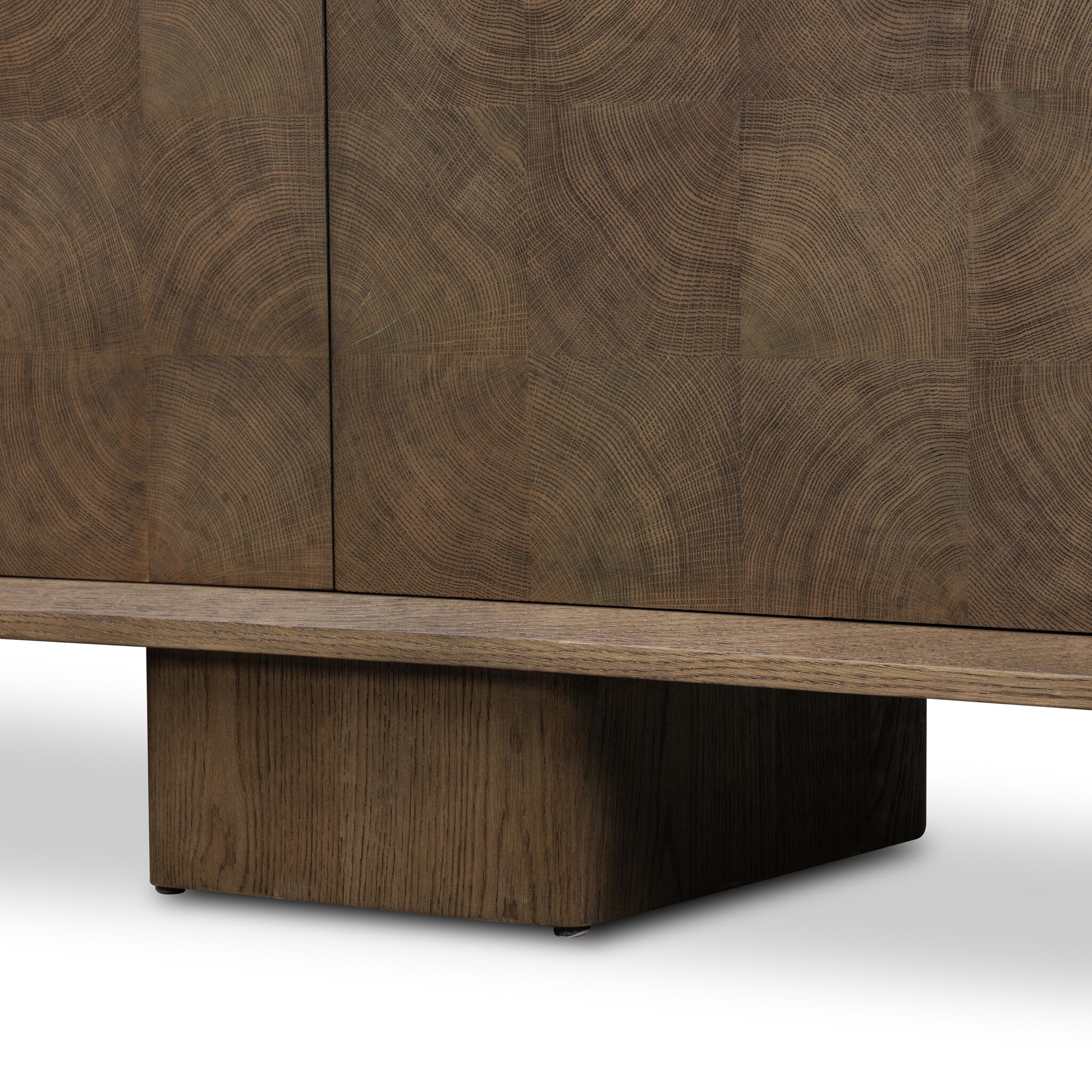 Four Hands Salta Sideboard — Brown Oak Thin Oyster-Brown Oak Thick Veneer-Dark Aluminum