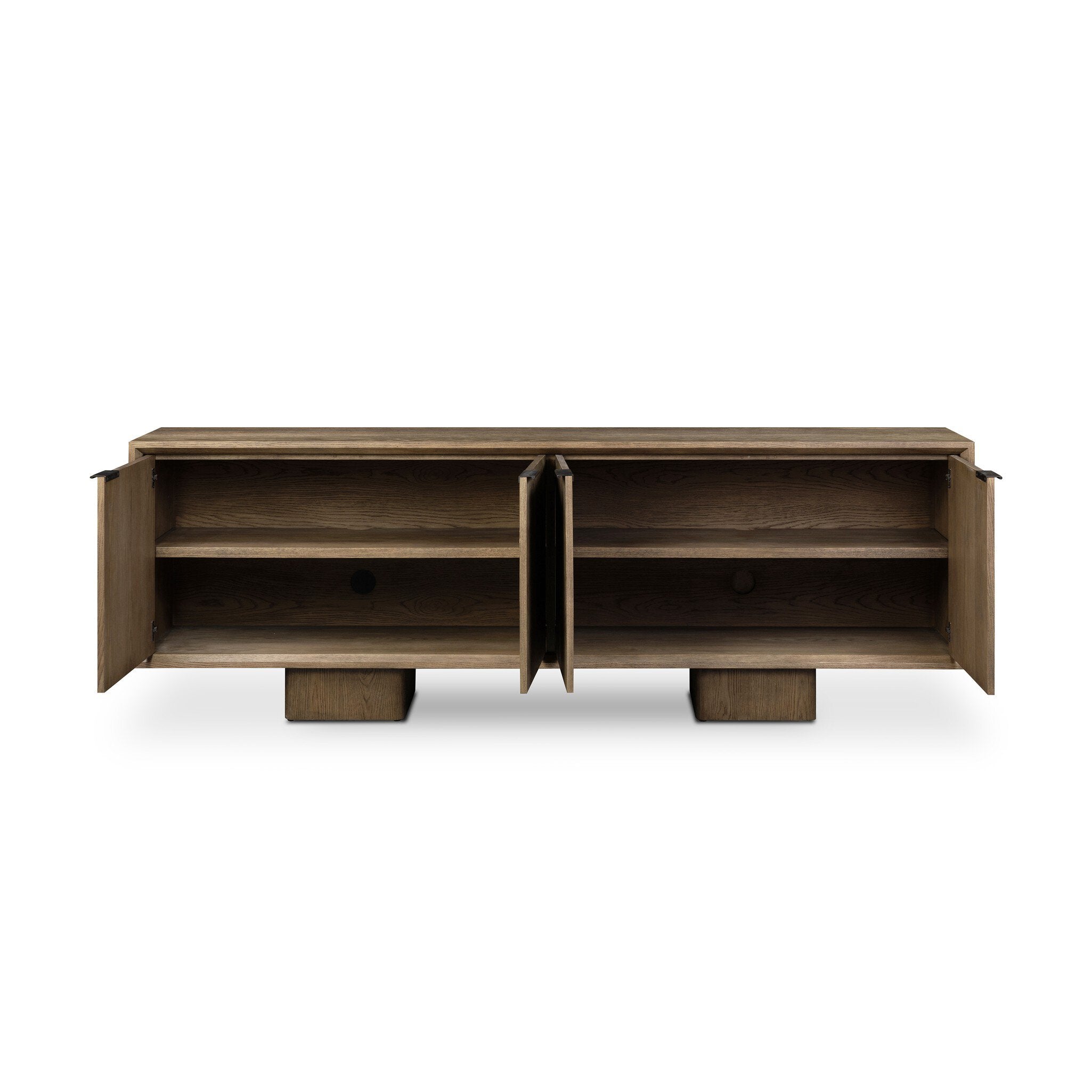 Four Hands Salta Sideboard — Brown Oak Thin Oyster-Brown Oak Thick Veneer-Dark Aluminum