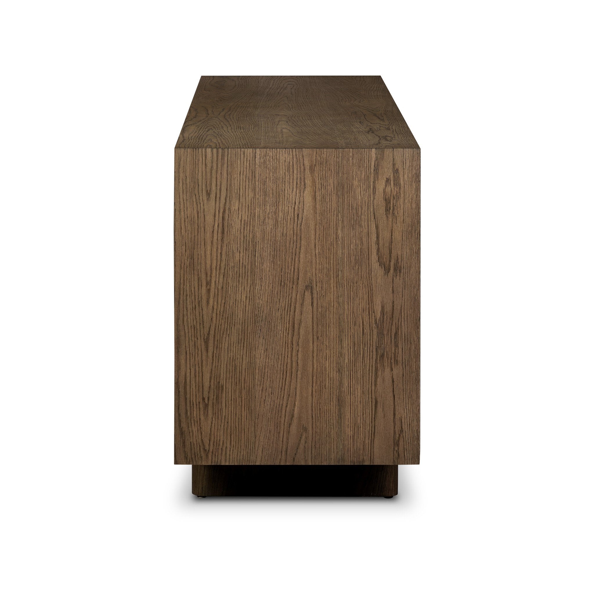 Four Hands Salta Sideboard — Brown Oak Thin Oyster-Brown Oak Thick Veneer-Dark Aluminum