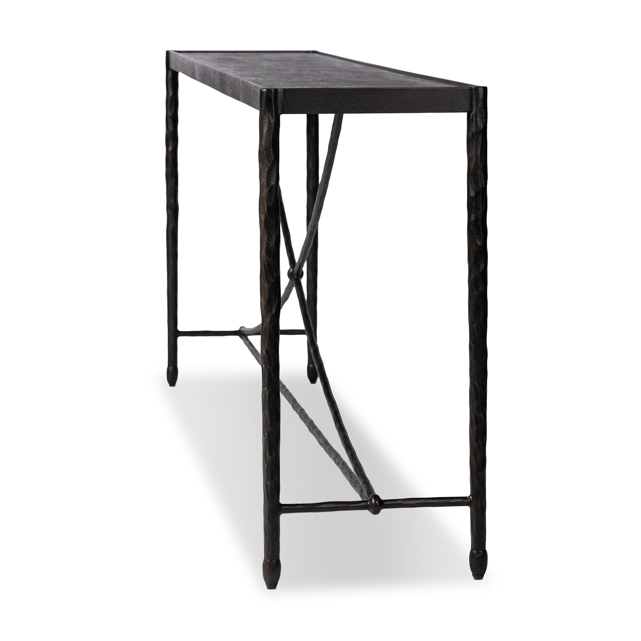 Four Hands Jade Console Table — Hammered Bronze-Textured Bronze