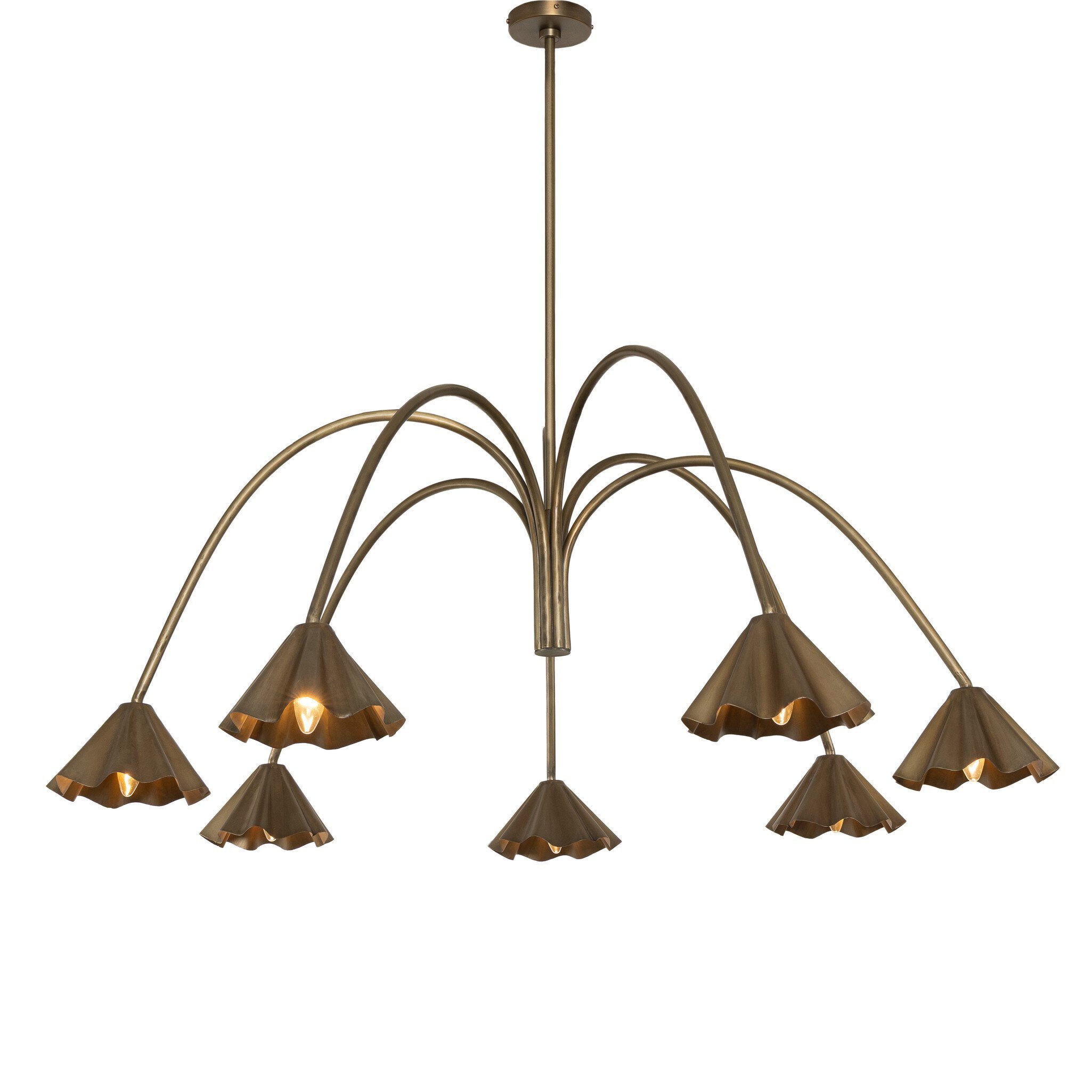 Four Hands Amabella Chandelier — Aged Antique Brass Iron-Black Cord