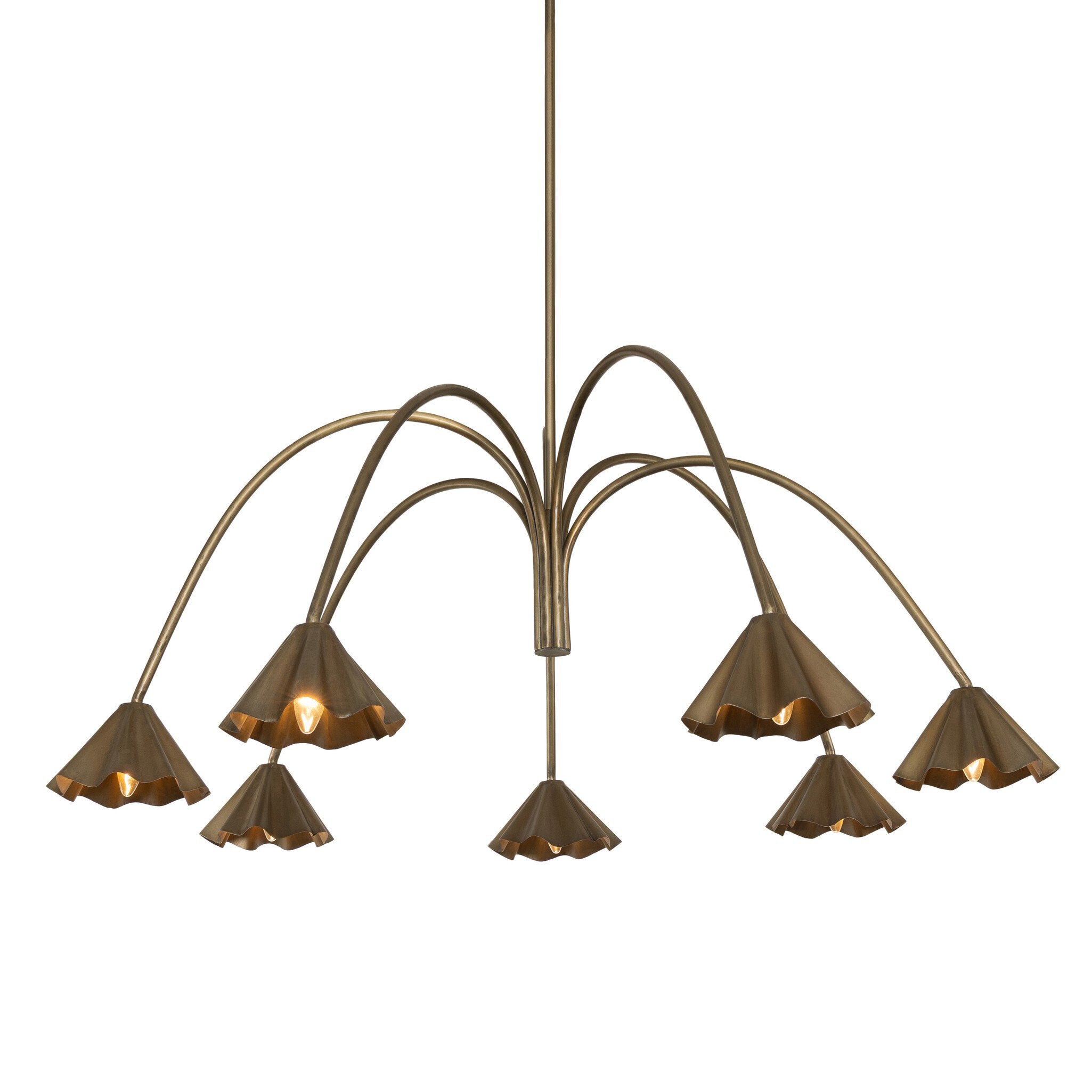 Four Hands Amabella Chandelier — Aged Antique Brass Iron-Black Cord