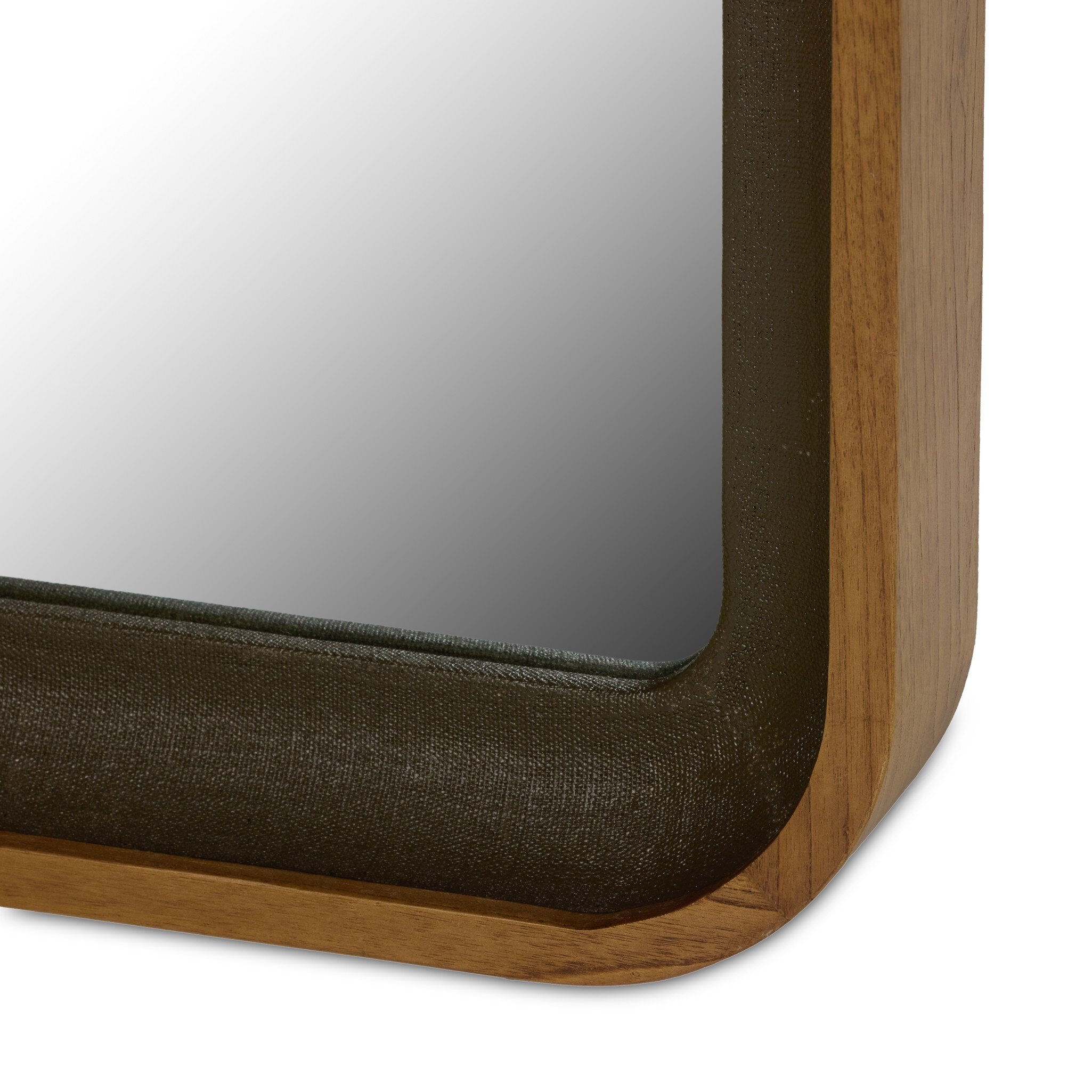 Four Hands Arno Grand Floor Mirror — Dark Green Lacquered Linen-Amber Sungkai Solid