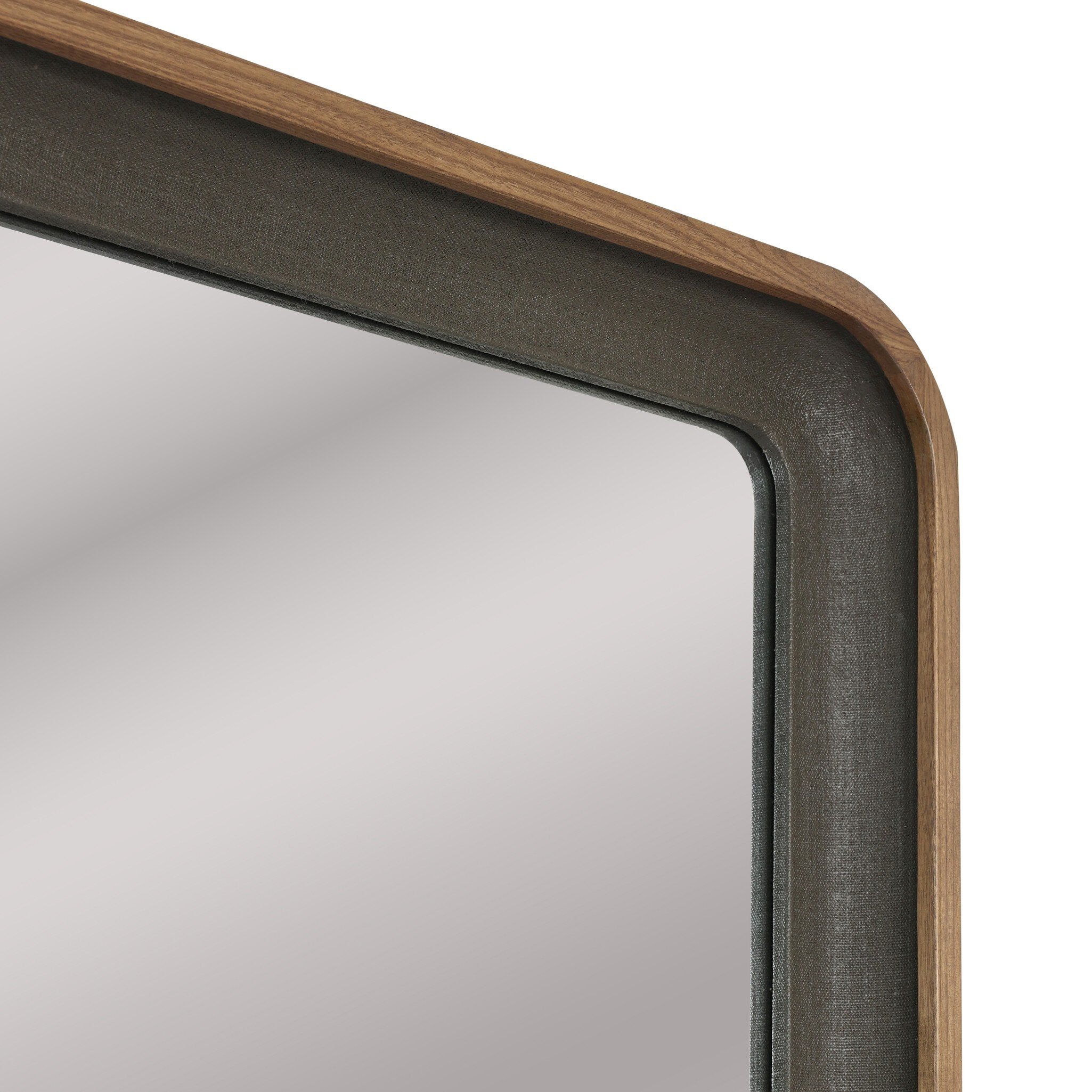 Four Hands Arno Grand Floor Mirror — Dark Green Lacquered Linen-Amber Sungkai Solid