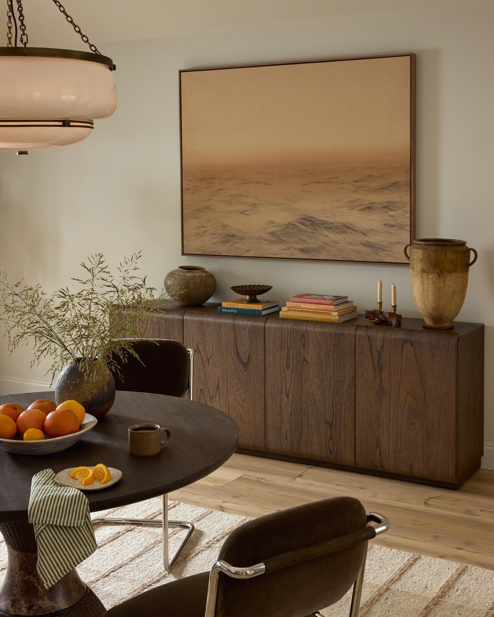 Four Hands Arlet Sideboard — Stained Saddle Brown Mindi Veneer-Stained Saddle Brown Mindi