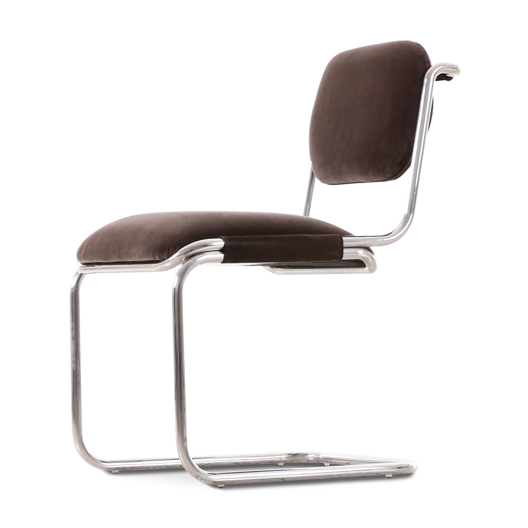 Four Hands Bram Dining Chair — Surrey Mink-Cottswald Cigar Nubuck-Polished Silver