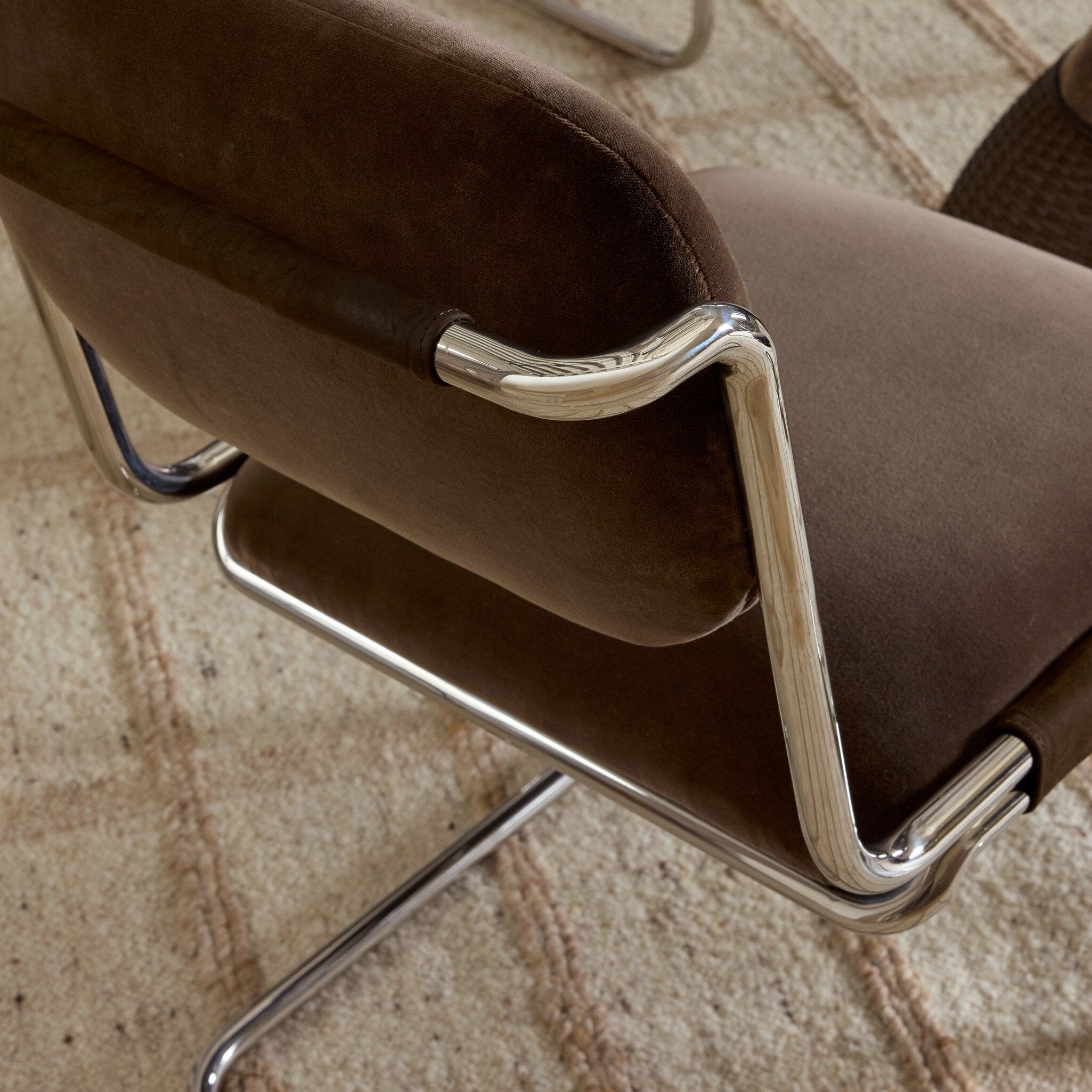 Four Hands Bram Dining Chair — Surrey Mink-Cottswald Cigar Nubuck-Polished Silver