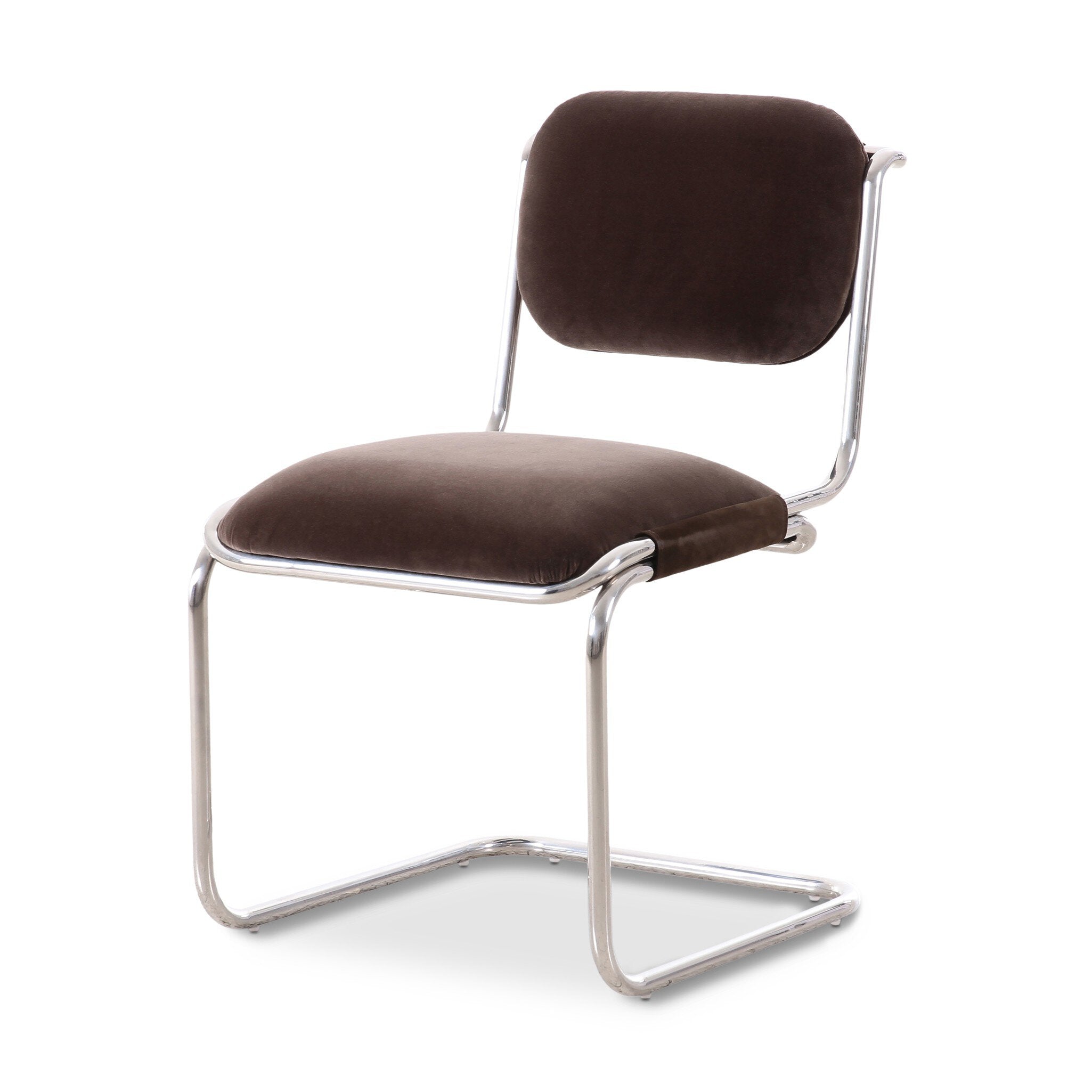 Four Hands Bram Dining Chair — Surrey Mink-Cottswald Cigar Nubuck-Polished Silver
