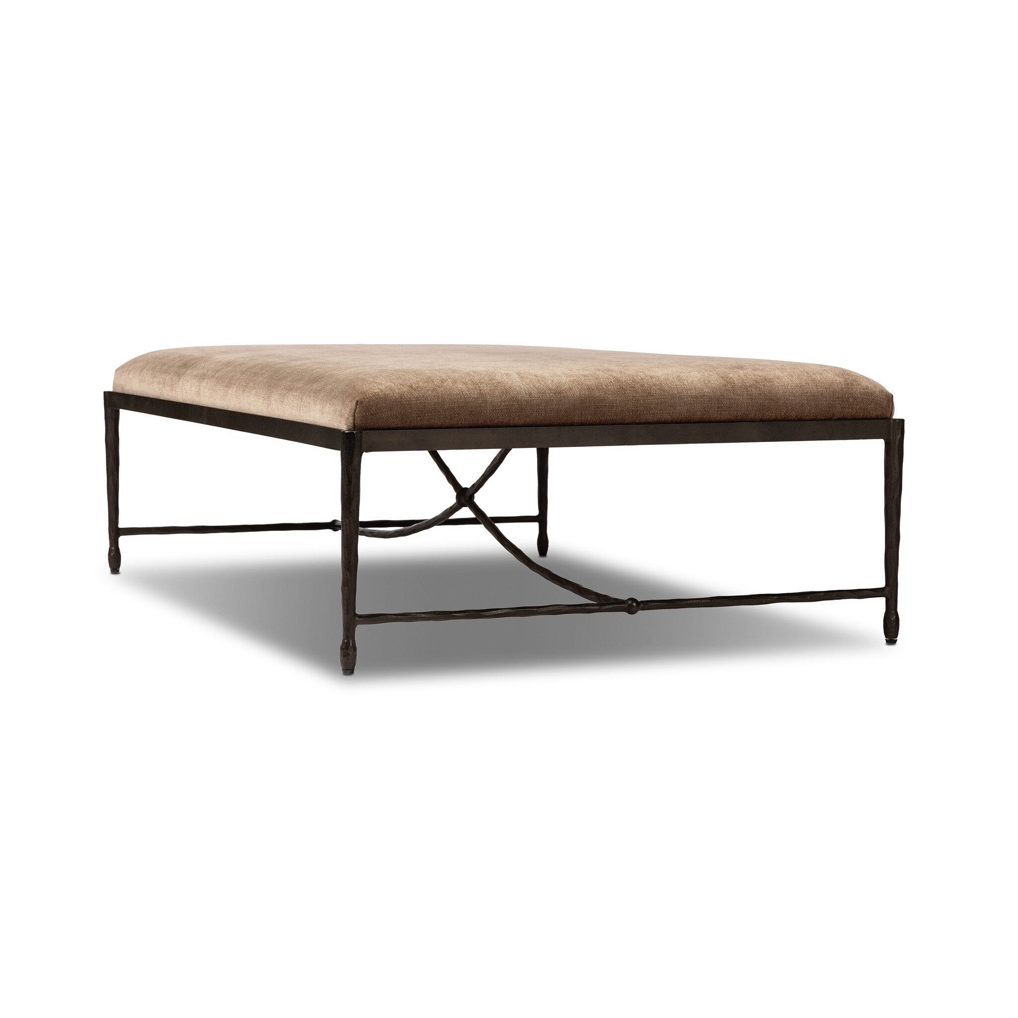 Four Hands Jade Cocktail Ottoman — Altair Mushroom-Textured Bronze-Hammered Bronze