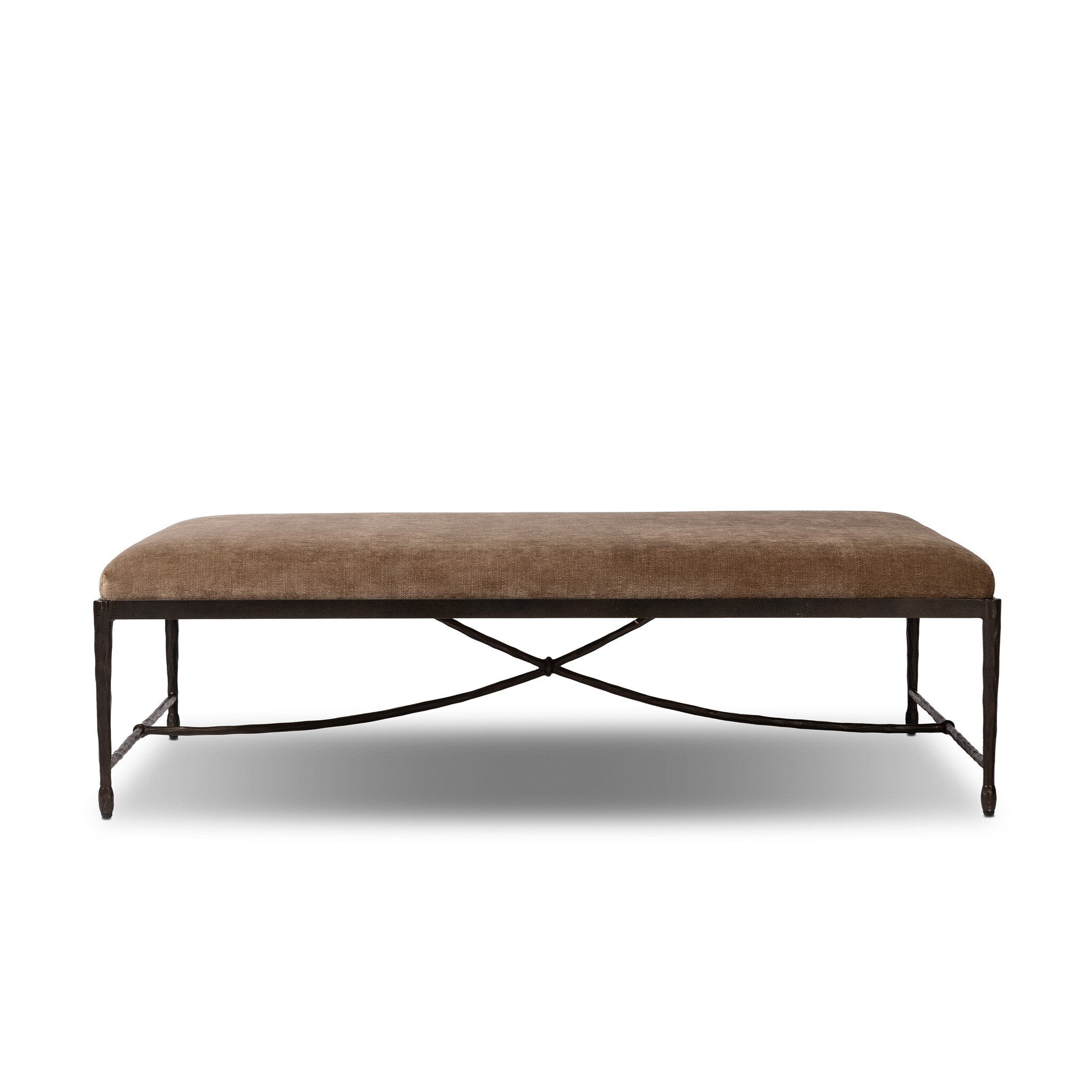 Four Hands Jade Cocktail Ottoman — Altair Mushroom-Textured Bronze-Hammered Bronze