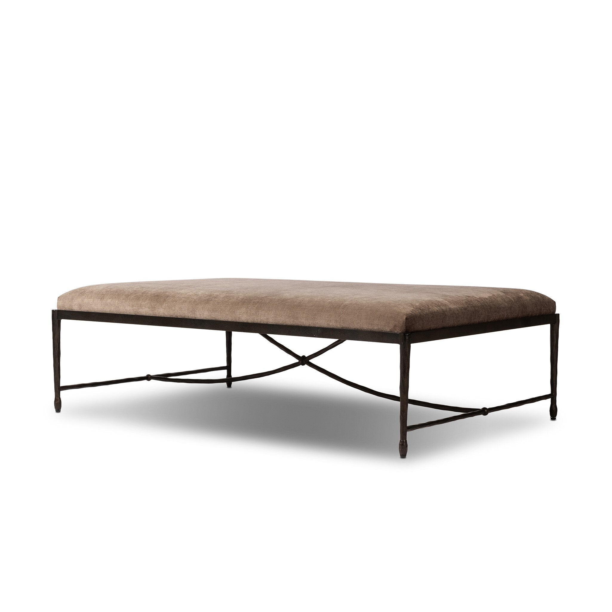 Four Hands Jade Cocktail Ottoman — Altair Mushroom-Textured Bronze-Hammered Bronze