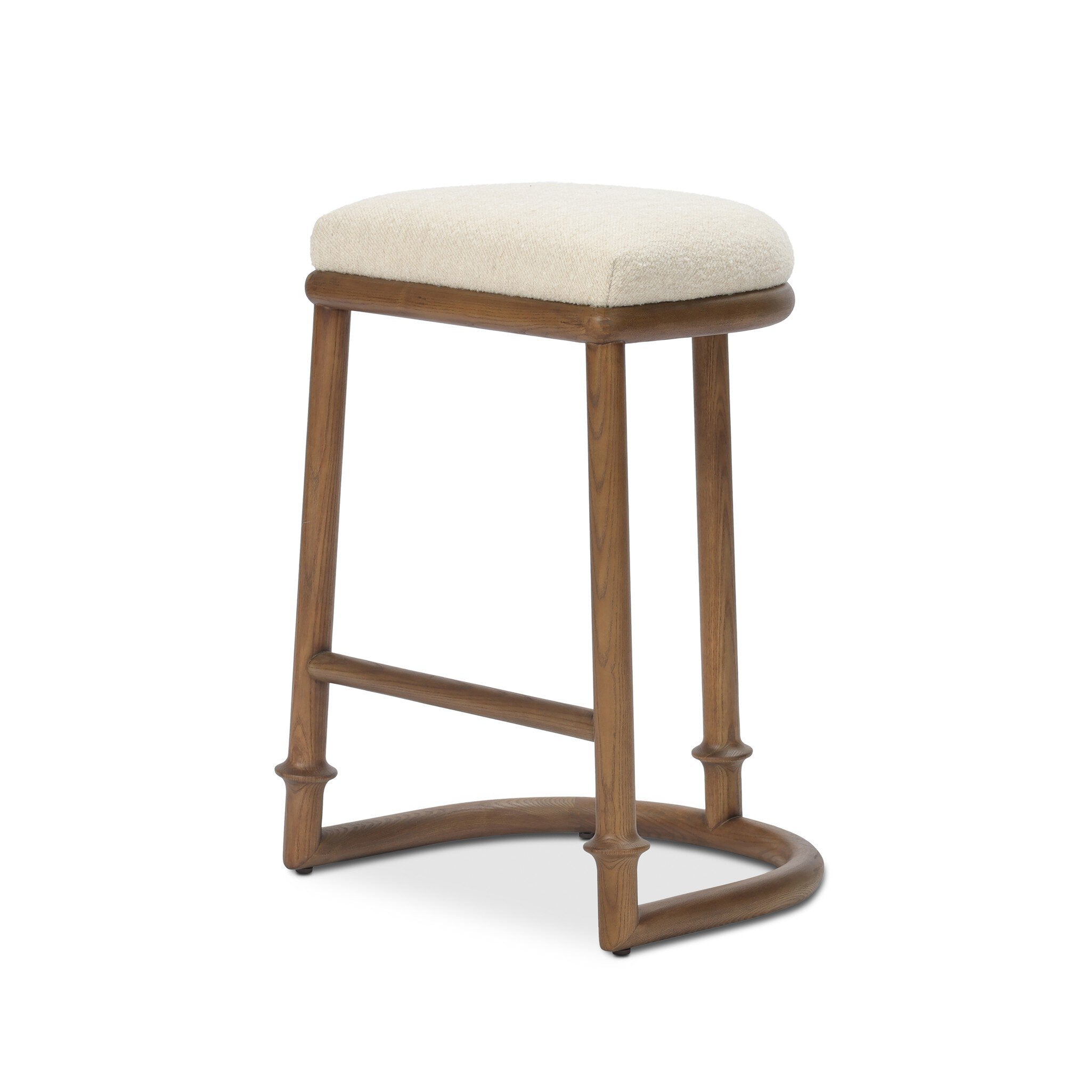 Four Hands Royce Backless Stool — Charter Oatmeal-Antique Walnut-Counter
