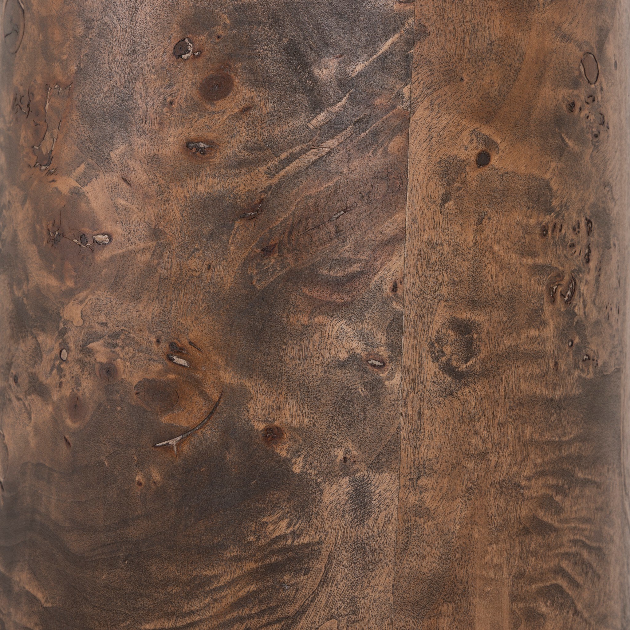 Four Hands Daxton Floor Lamp — Dark Brown Mappa Burl-Ivory Linen-Dark Kettle Black