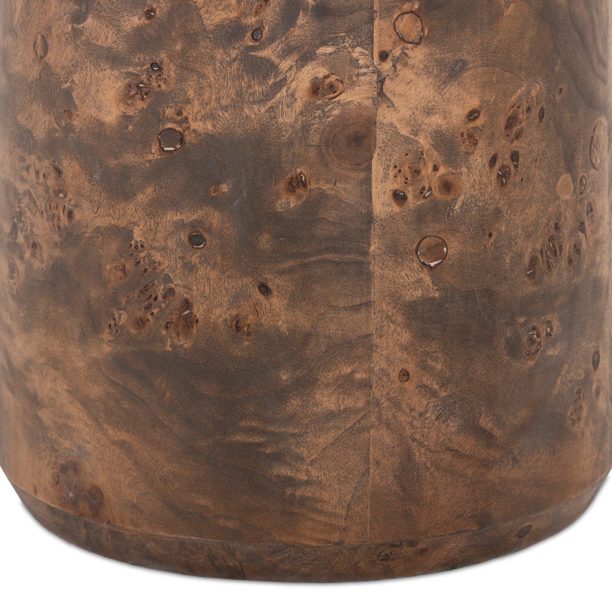 Four Hands Daxton Floor Lamp — Dark Brown Mappa Burl-Ivory Linen-Dark Kettle Black