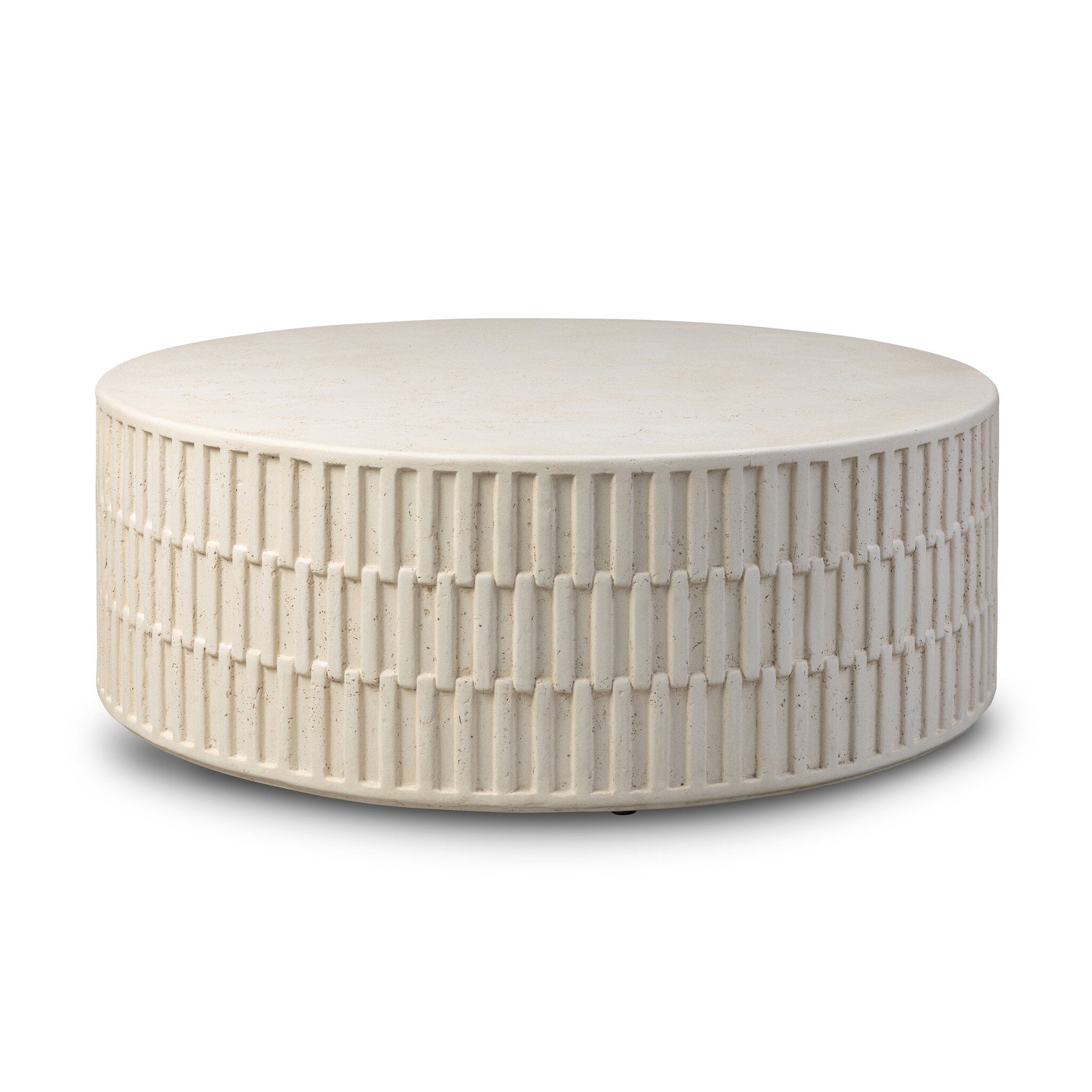 Four Hands Callisto Outdoor Coffee Table — Aged White Concrete