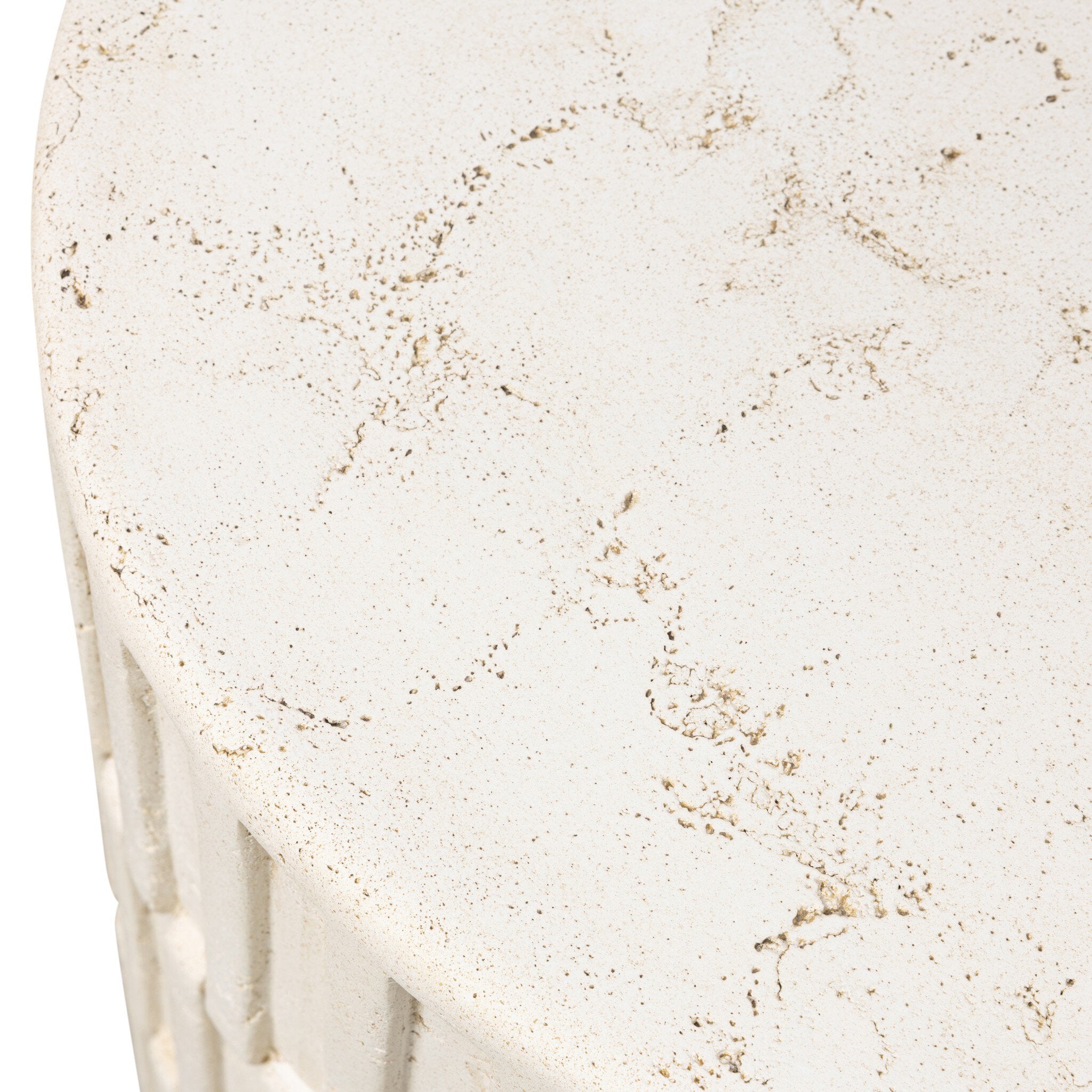 Four Hands Callisto Outdoor End Table — Aged White Concrete