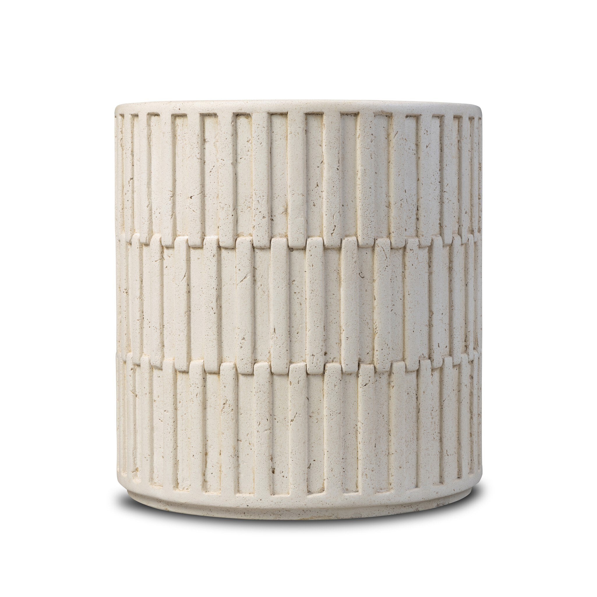 Four Hands Callisto Outdoor End Table — Aged White Concrete