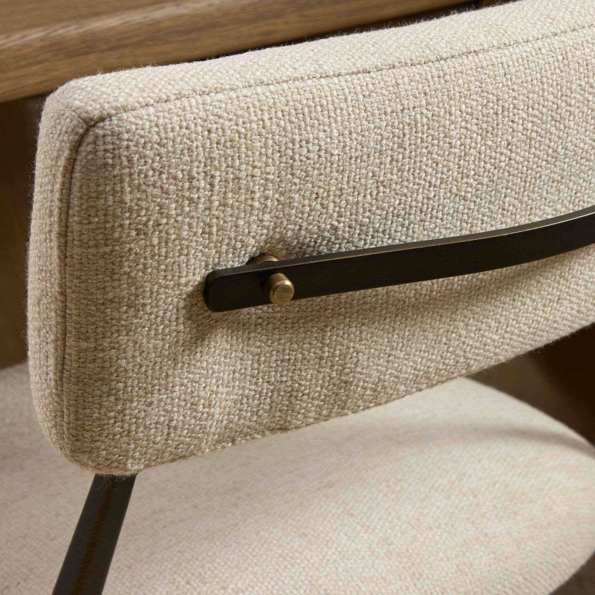 Four Hands Somerson Dining Chair — Thames Cream-Burnished Bronze-Aged Brass