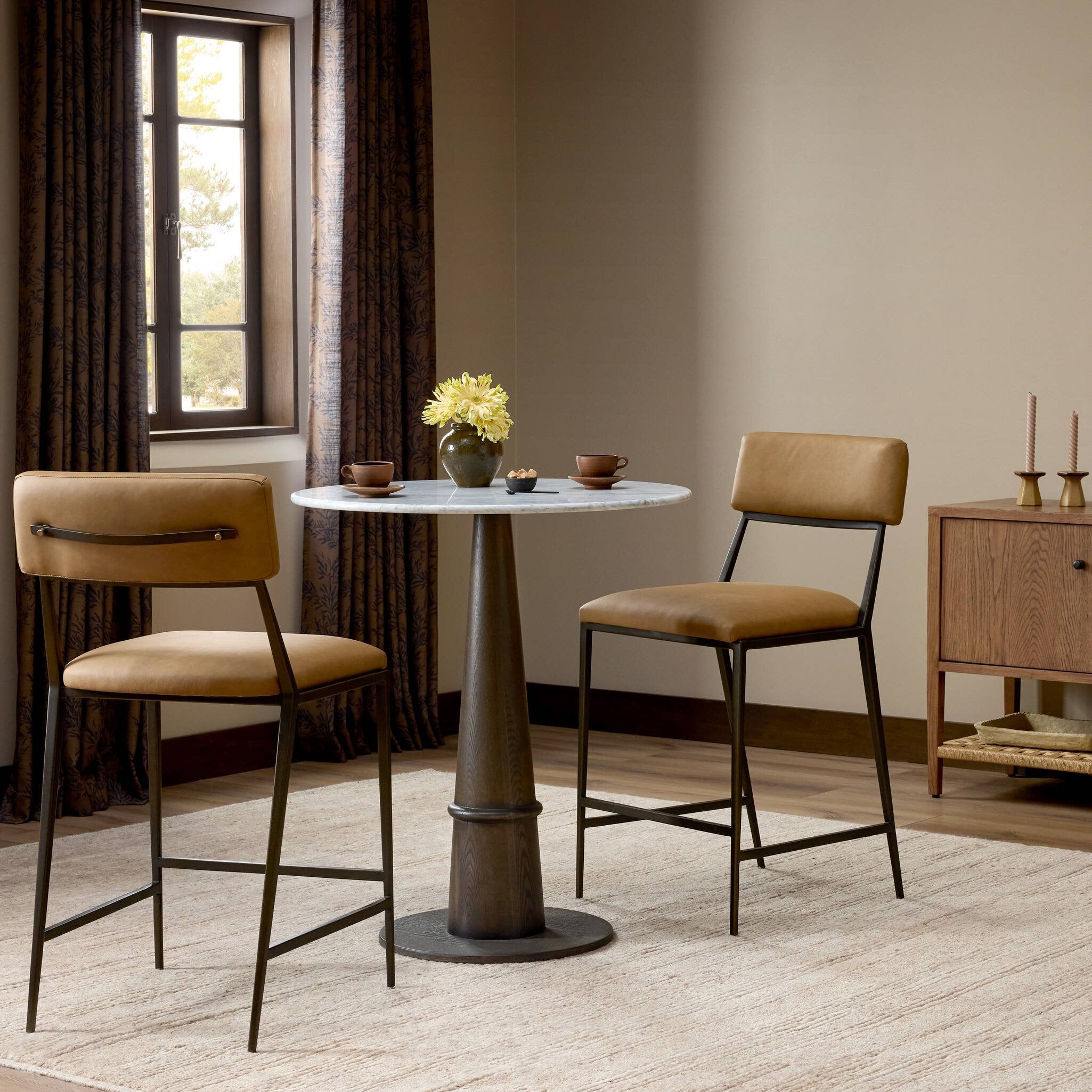 Four Hands Somerson Stool — Maestro Camel-Burnished Bronze-Aged Brass-Counter