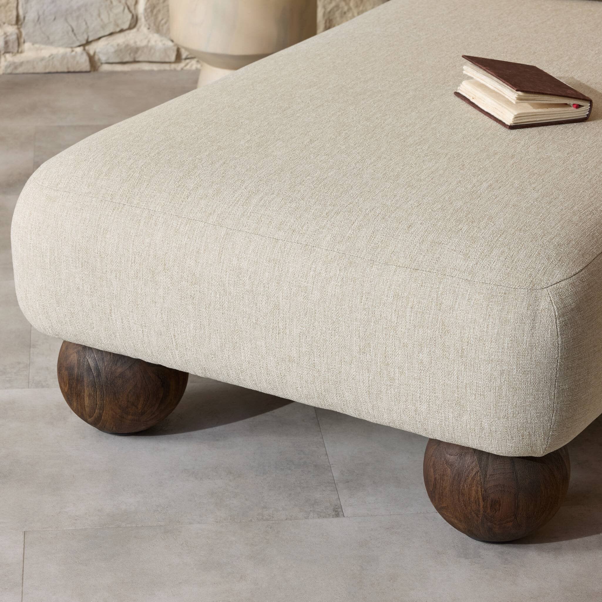 Four Hands Leilani Outdoor Chaise — Alessi Buff-Stained Saddle Brown