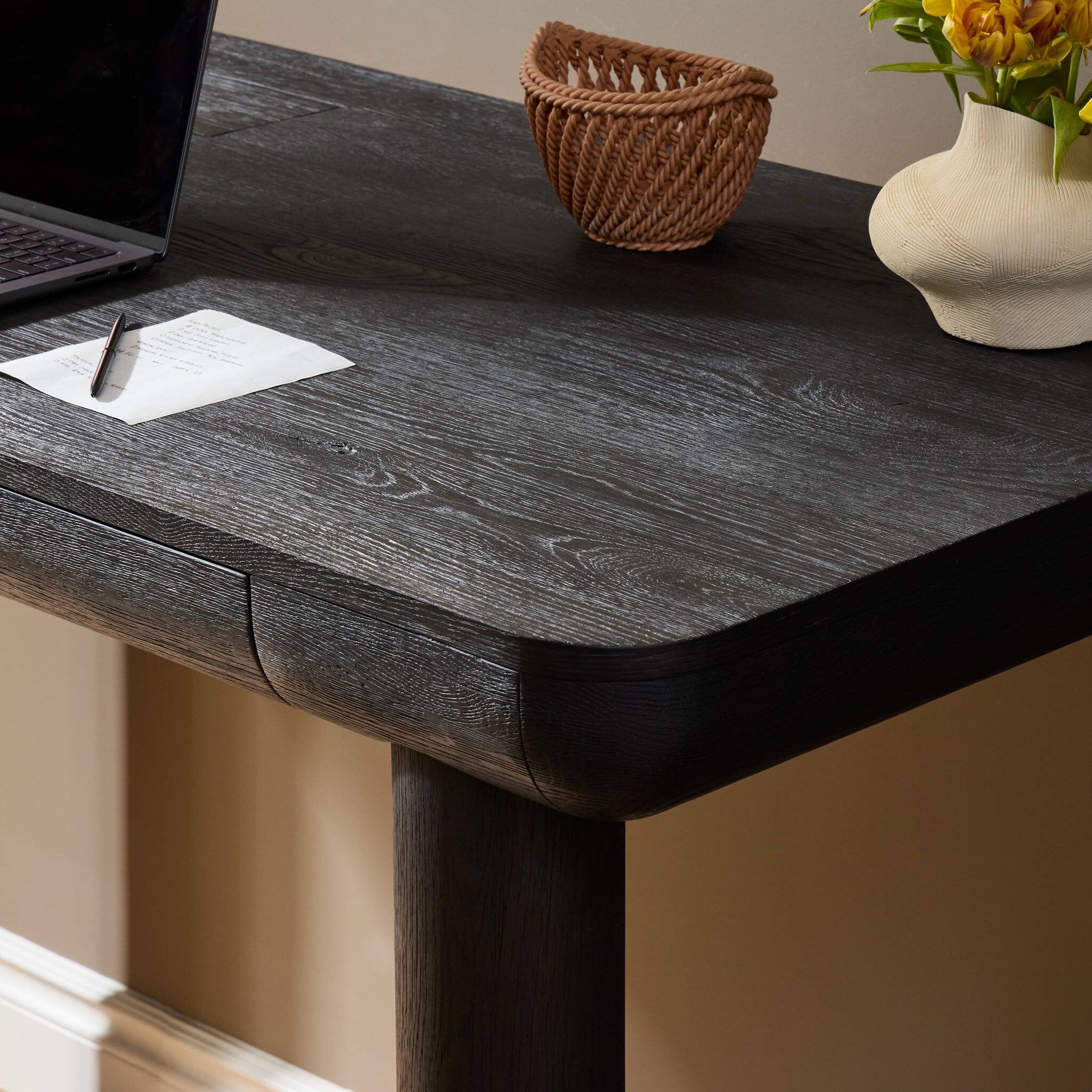 Four Hands Taylor Standing Desk — Worn Black Oak-Worn Black Oak Veneer