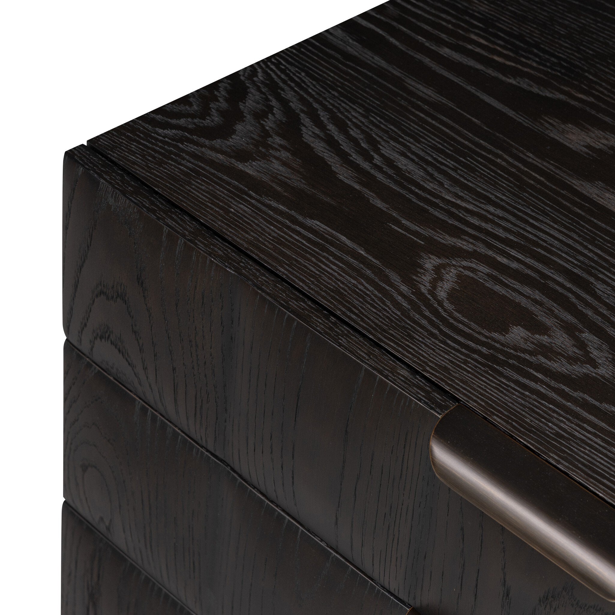 Four Hands Swell Nightstand — Dry Black Oak Veneer-Dark Aluminum