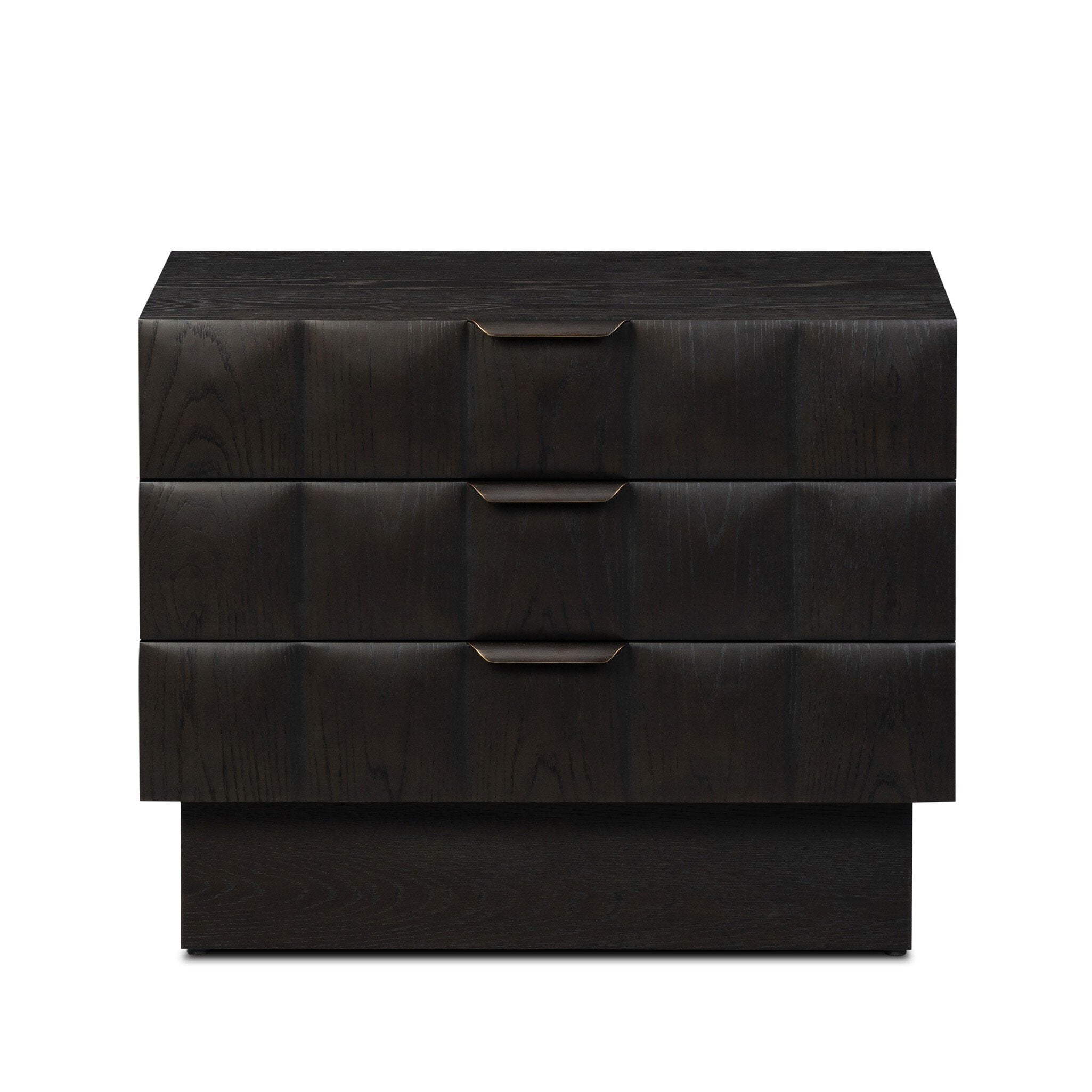 Four Hands Swell Nightstand — Dry Black Oak Veneer-Dark Aluminum