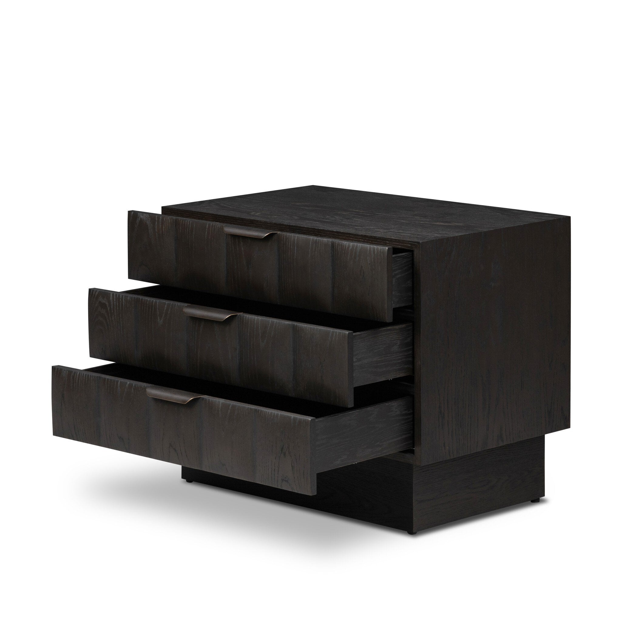 Four Hands Swell Nightstand — Dry Black Oak Veneer-Dark Aluminum
