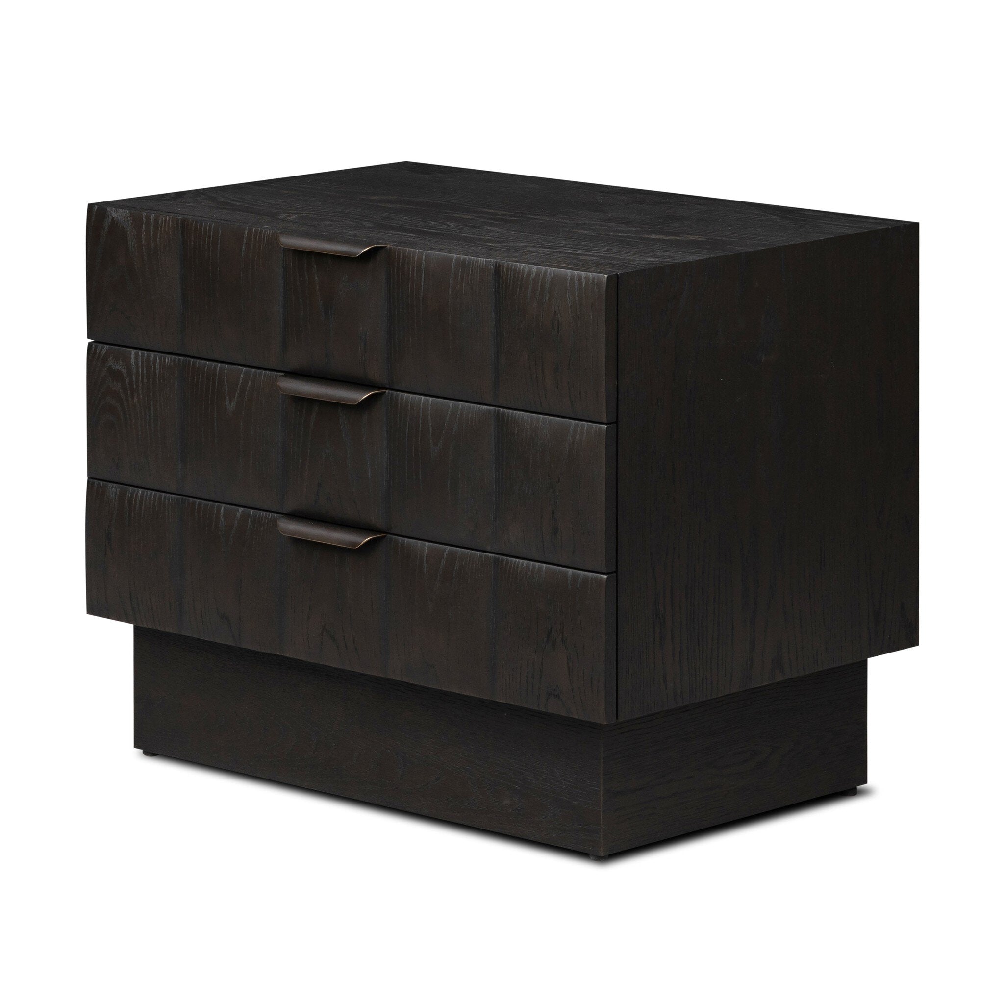 Four Hands Swell Nightstand — Dry Black Oak Veneer-Dark Aluminum