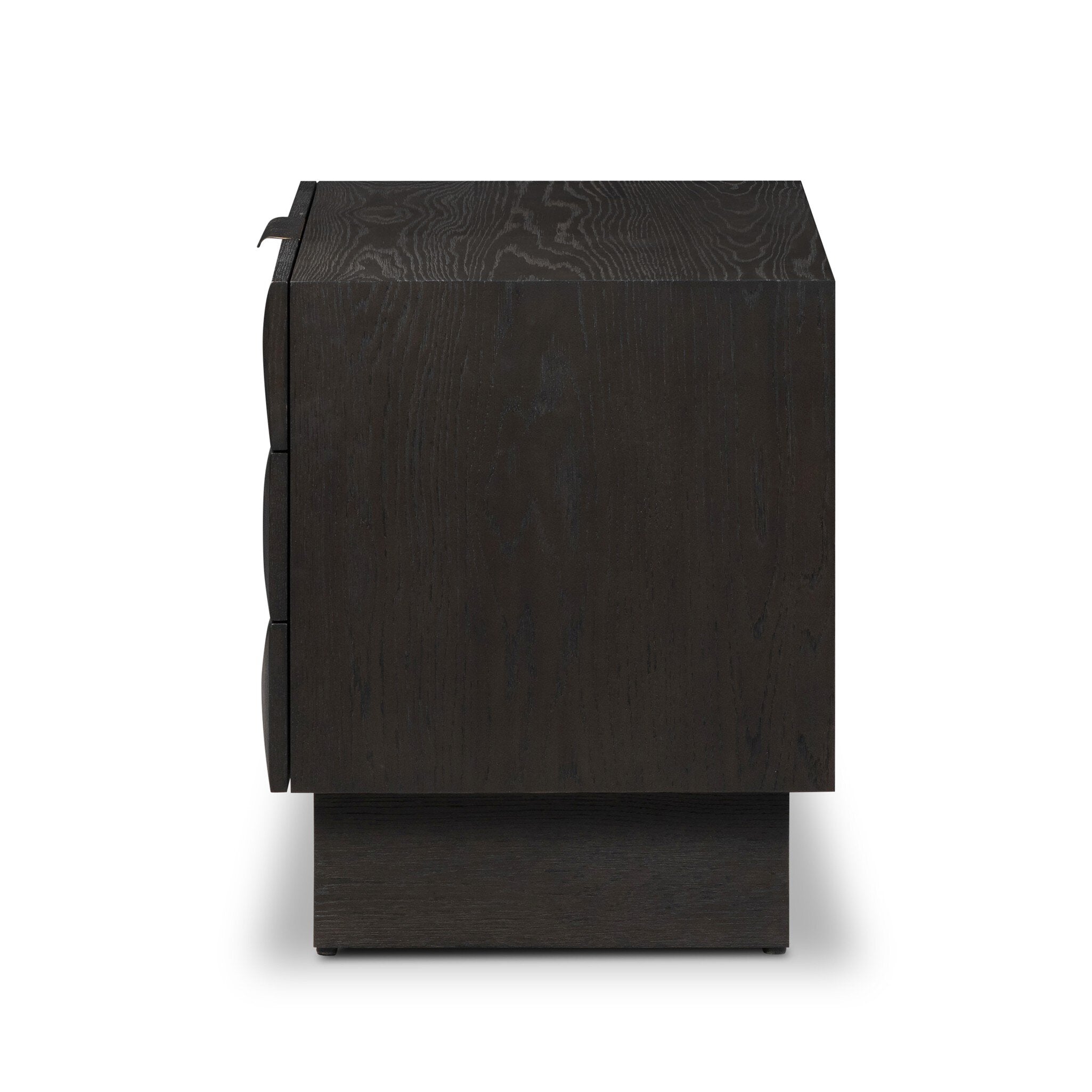 Four Hands Swell Nightstand — Dry Black Oak Veneer-Dark Aluminum