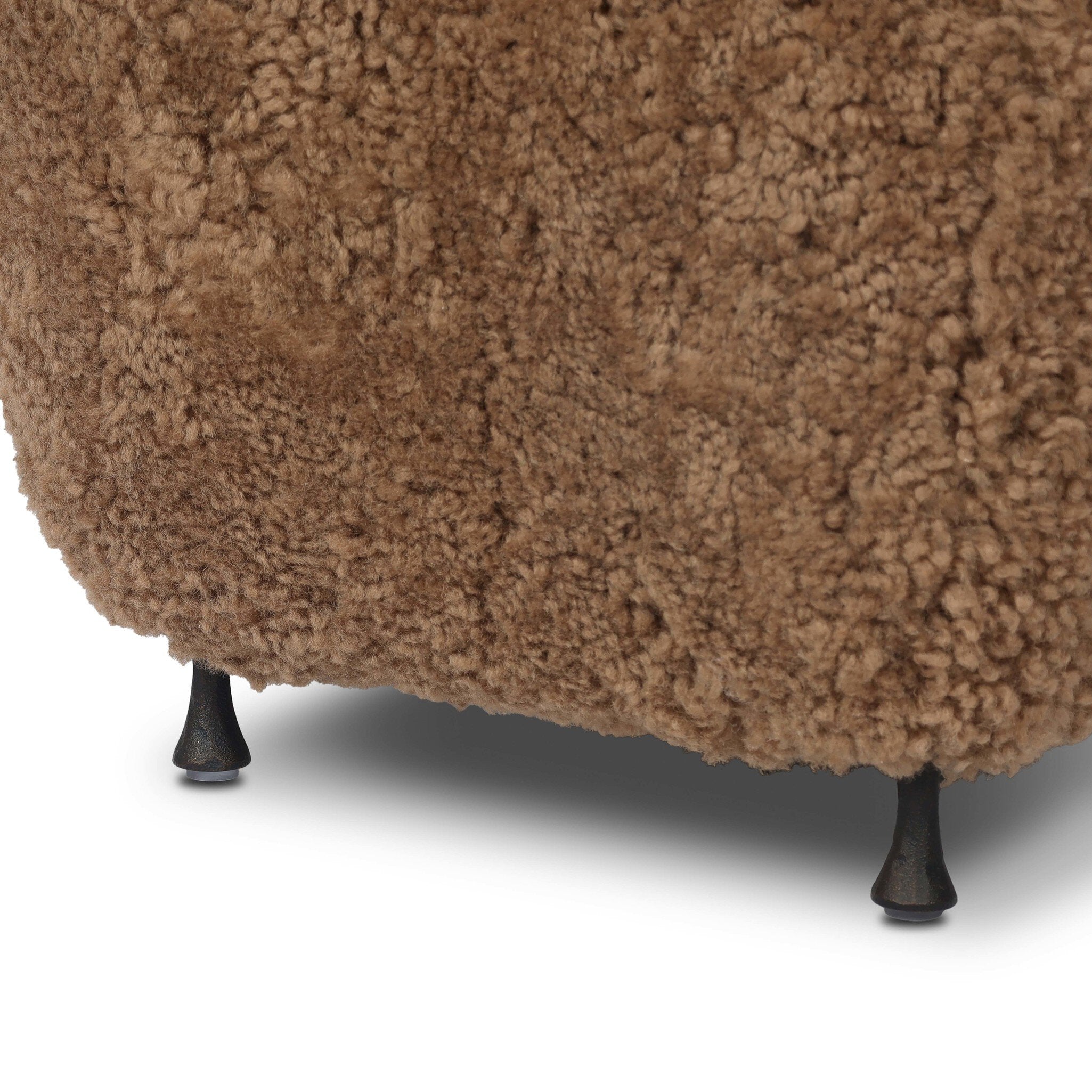 Four Hands Joey Ottoman — Amber Shearling-Hammered Black